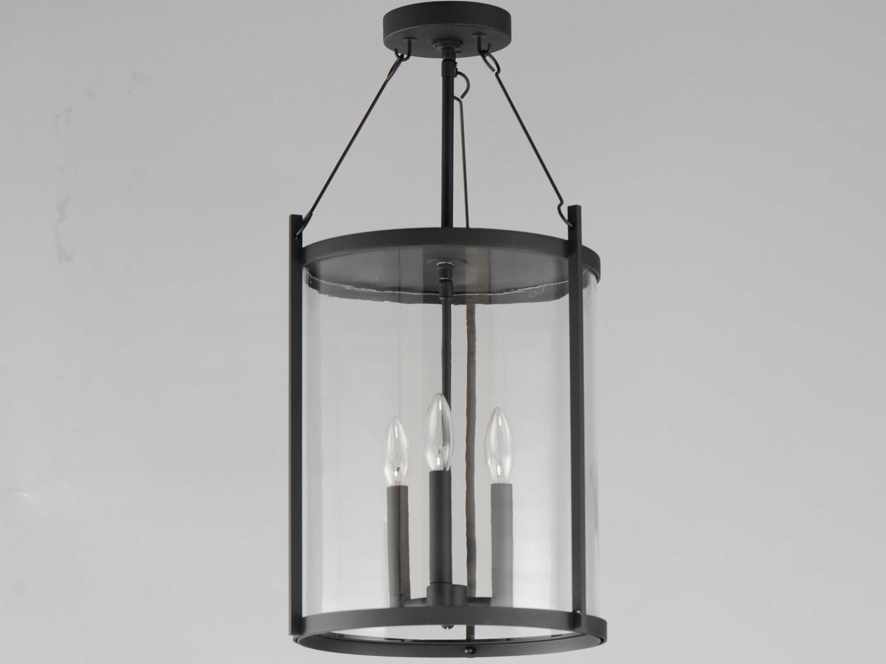 Maxim Lighting Belfry 3-Light Black Glass Cylinder Pendant