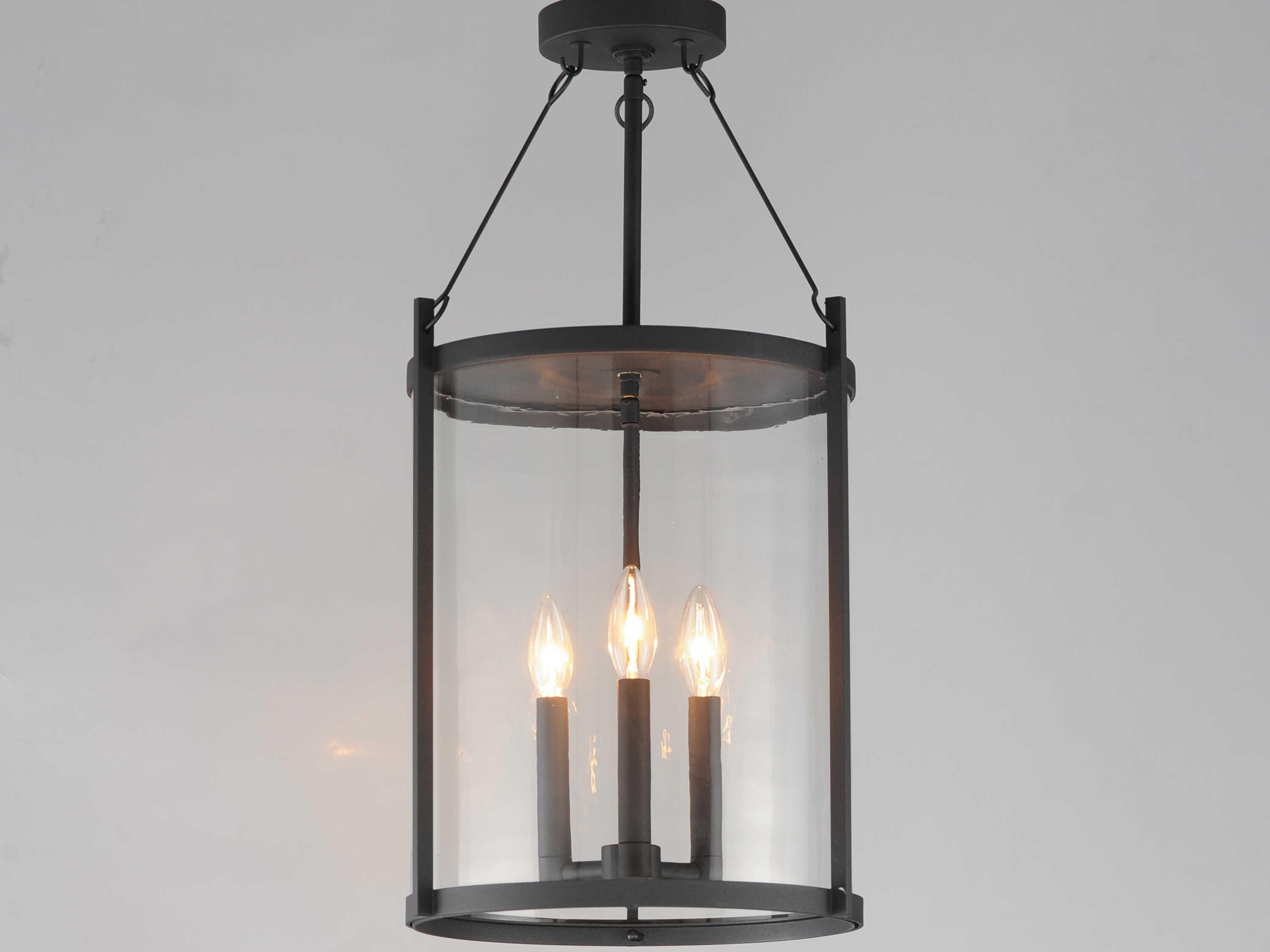 Maxim Lighting Belfry 3-Light Black Glass Cylinder Pendant