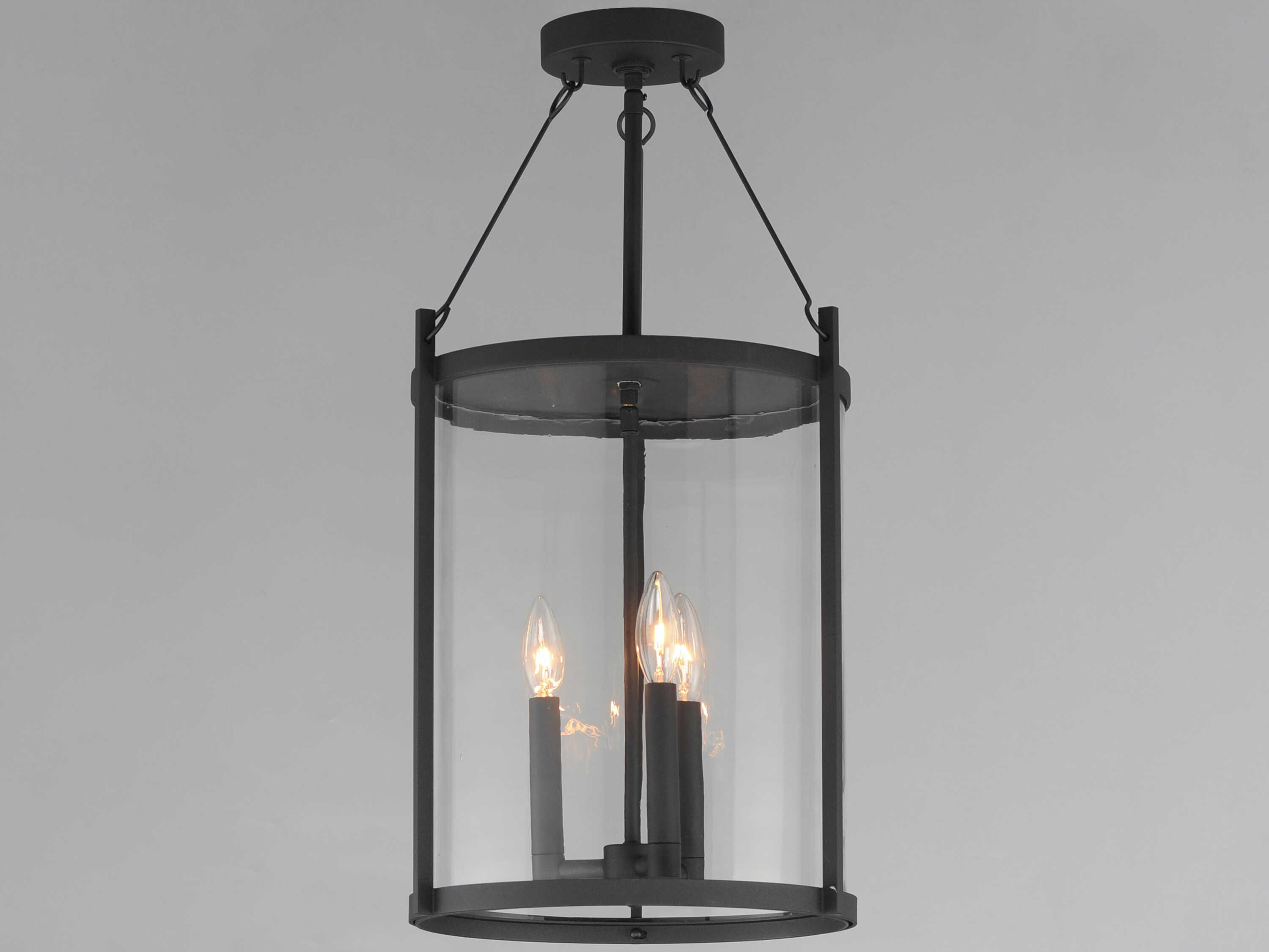 Maxim Lighting Belfry 3-Light Black Glass Cylinder Pendant