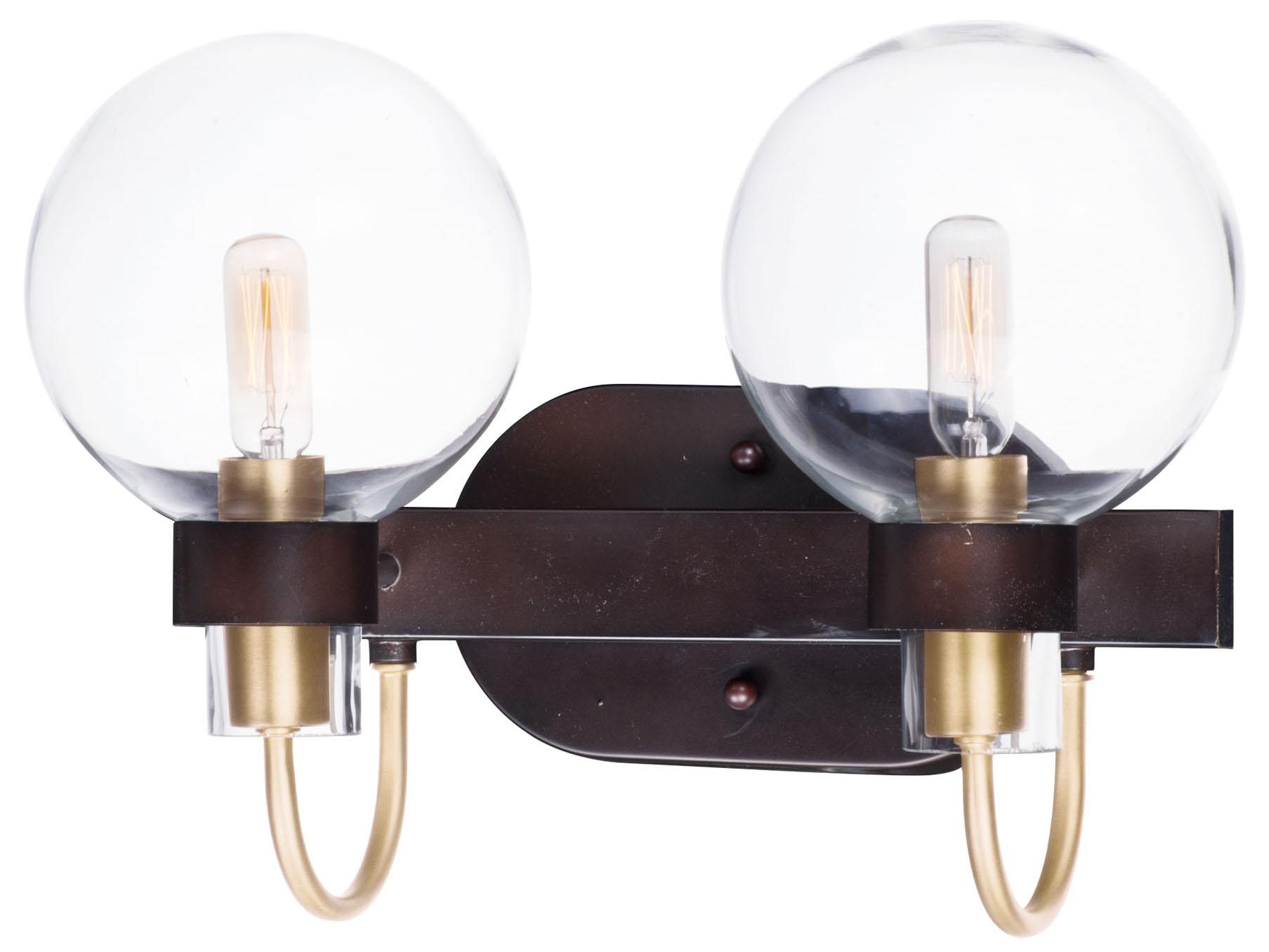 Maxim Lighting Bauhaus 2-Light Bronze Satin Brass Glass Vanity Light