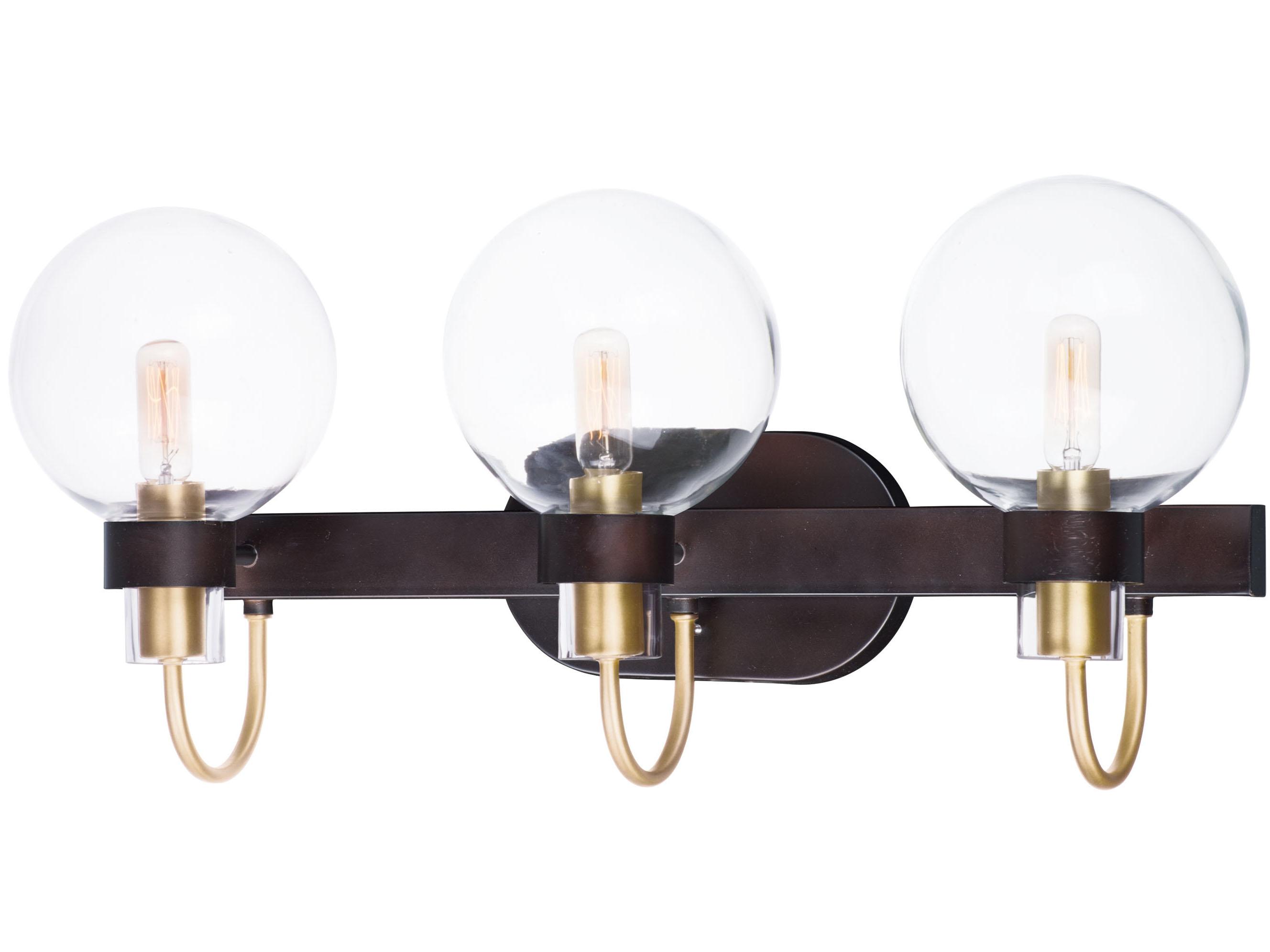 Maxim Lighting Bauhaus 3-Light Bronze Satin Brass Glass Vanity Light