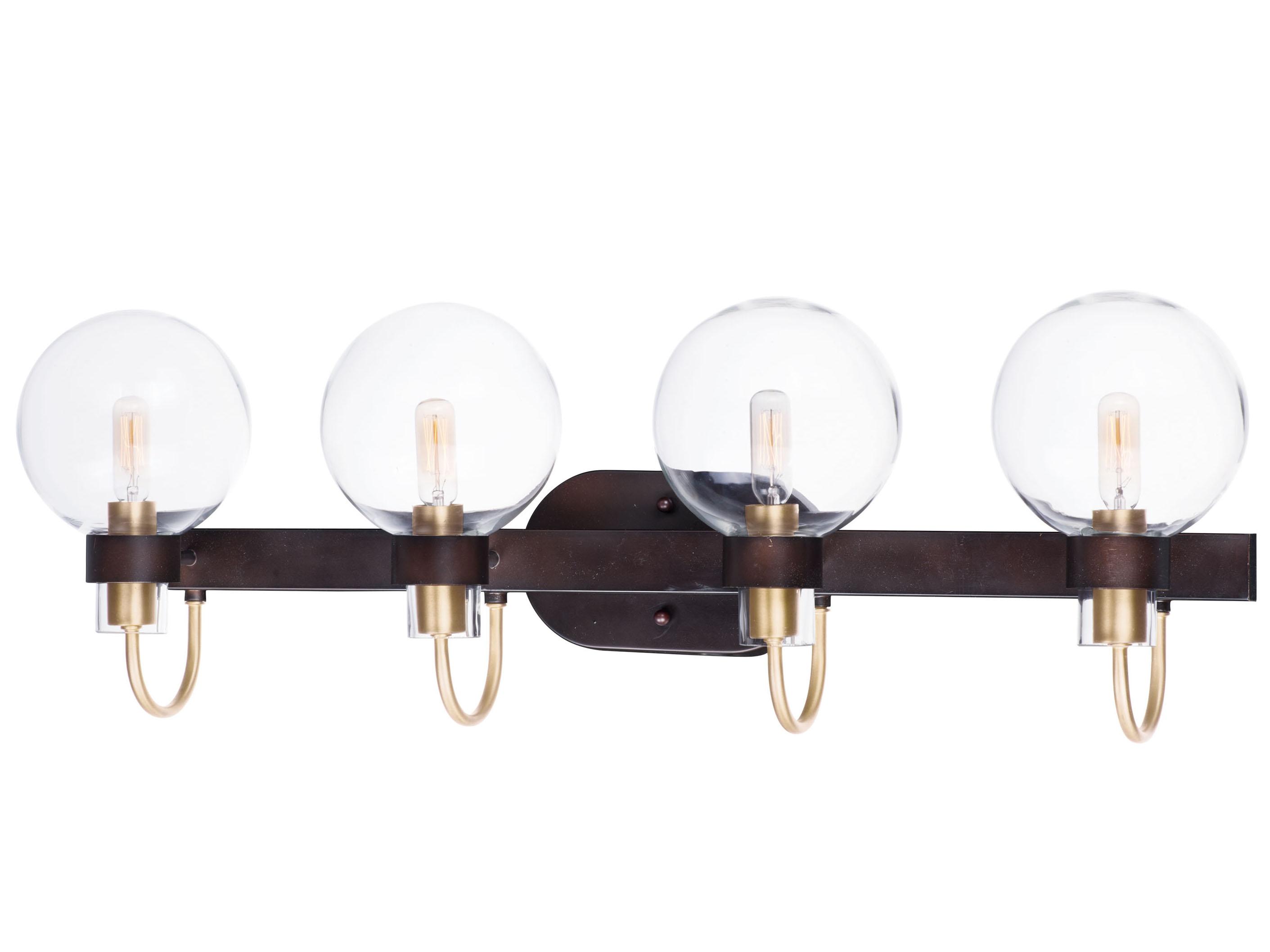 Maxim Lighting Bauhaus 4-Light Bronze Satin Brass Glass Vanity Light