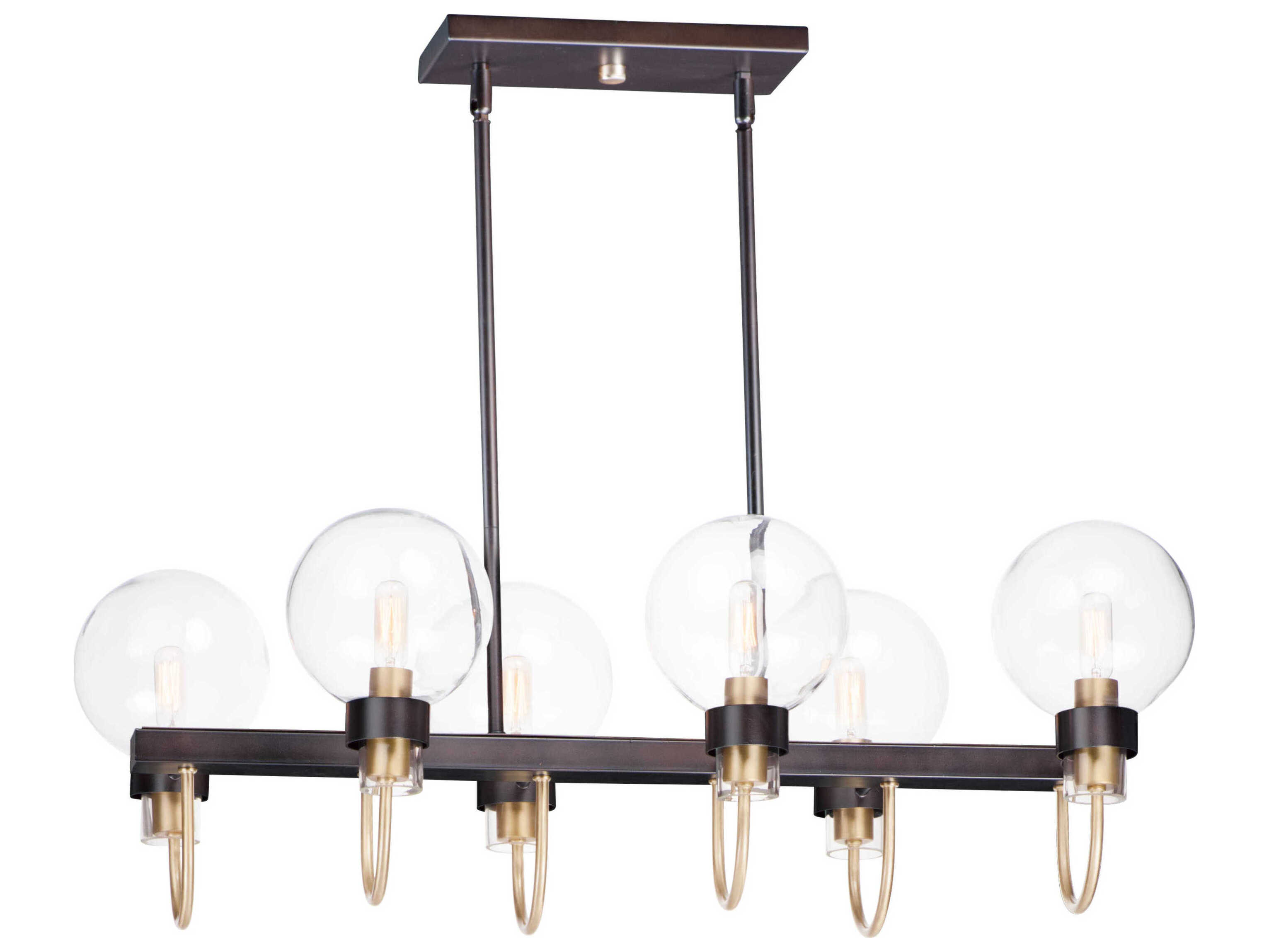 Maxim Lighting Bauhaus 6-Light Bronze Satin Brass Glass Globe Island Pendant