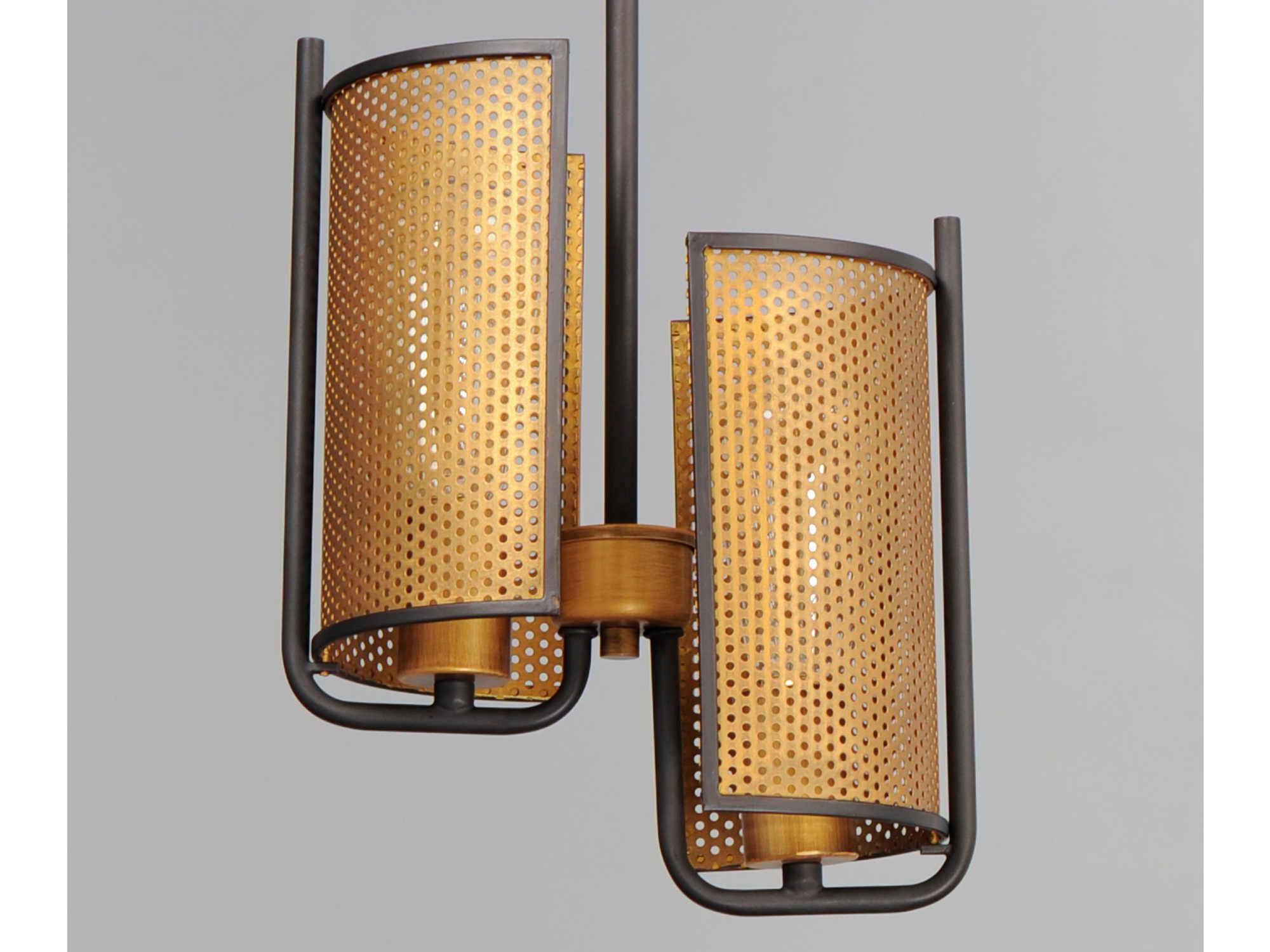 Maxim Lighting Caspian 2-Light Oil Rubbed Bronze Antique Brass Mini Pendant