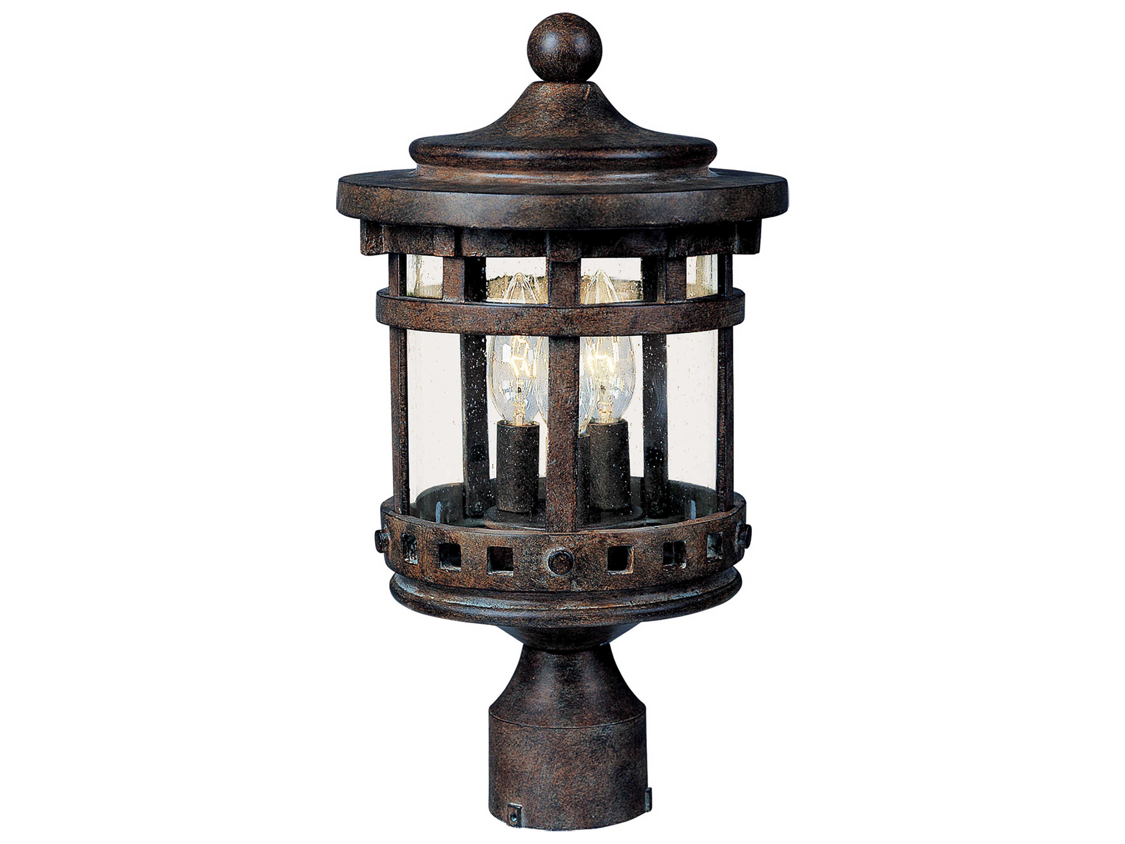 Maxim Lighting Santa Barbara DC & Seedy Glass 3 - Light Incandescent Outdoor Post Light