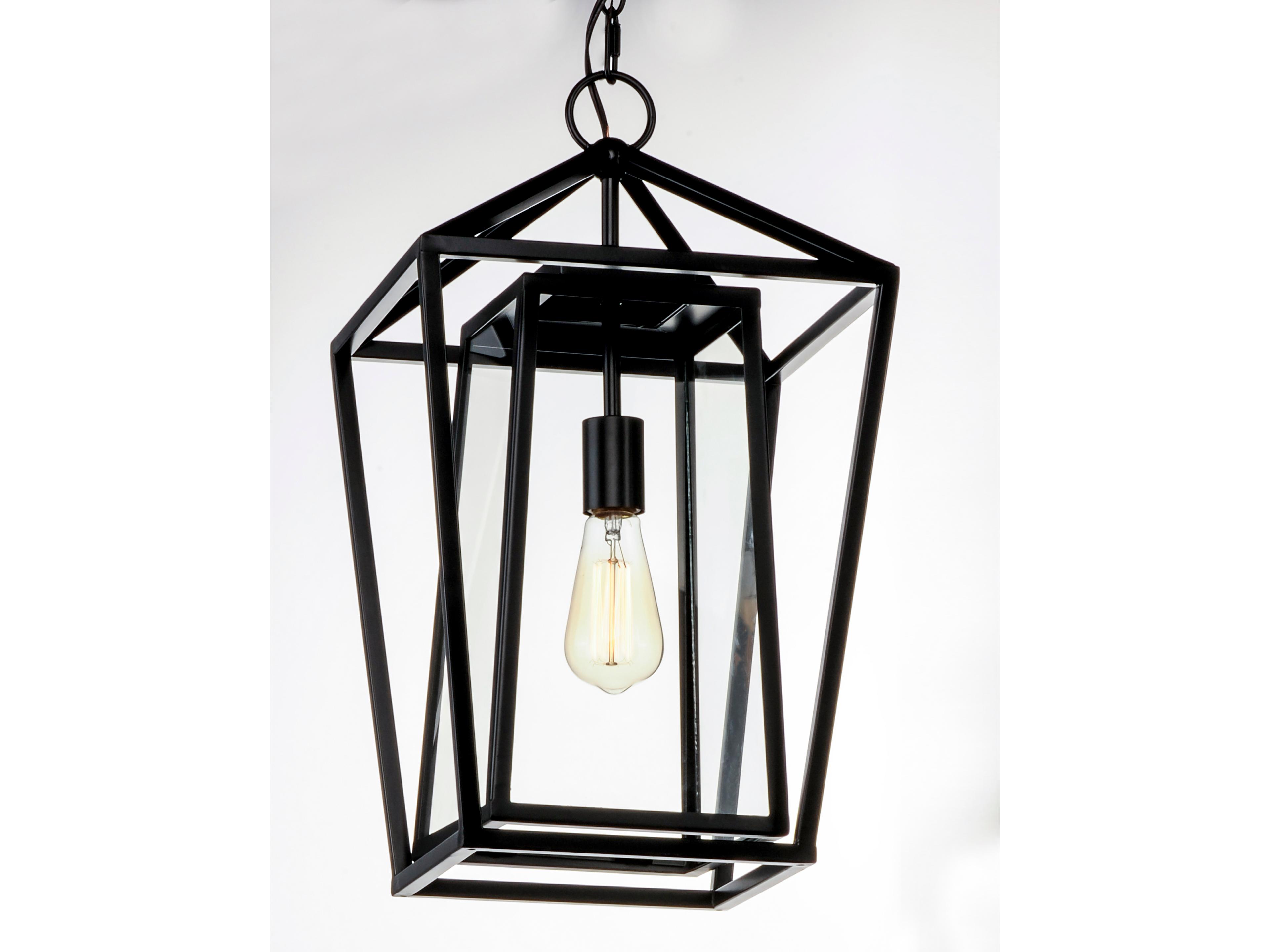 Maxim Lighting Artisan 1-Light Black Clear Glass Lantern Mini Pendant