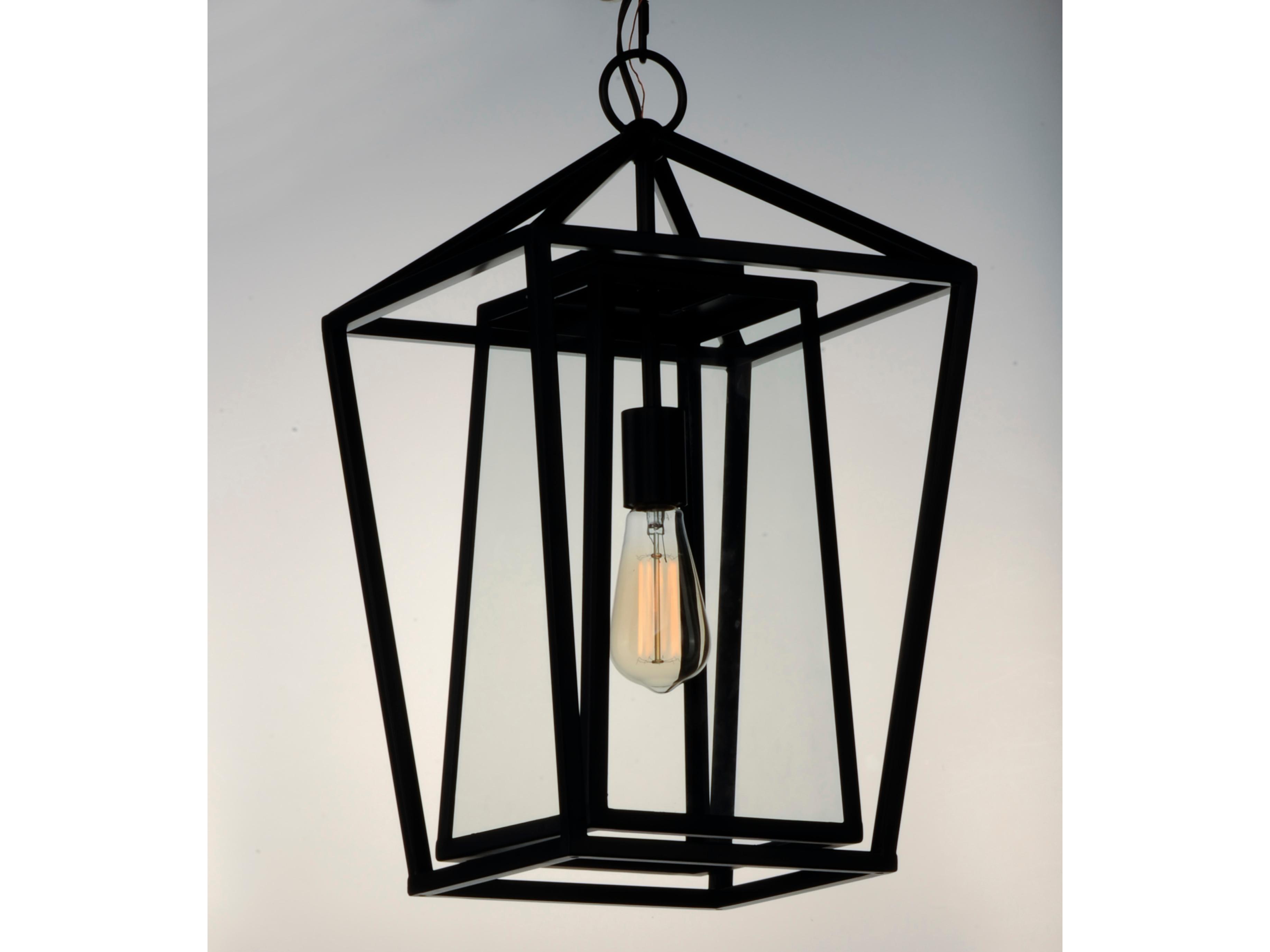 Maxim Lighting Artisan 1-Light Black Clear Glass Lantern Mini Pendant