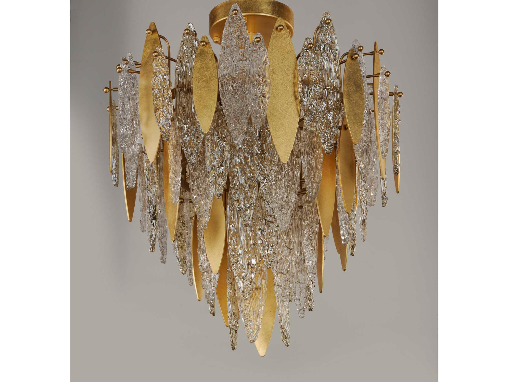 Maxim Lighting Majestic 10-Light Gold Leaf Glass Semi Flush Mount