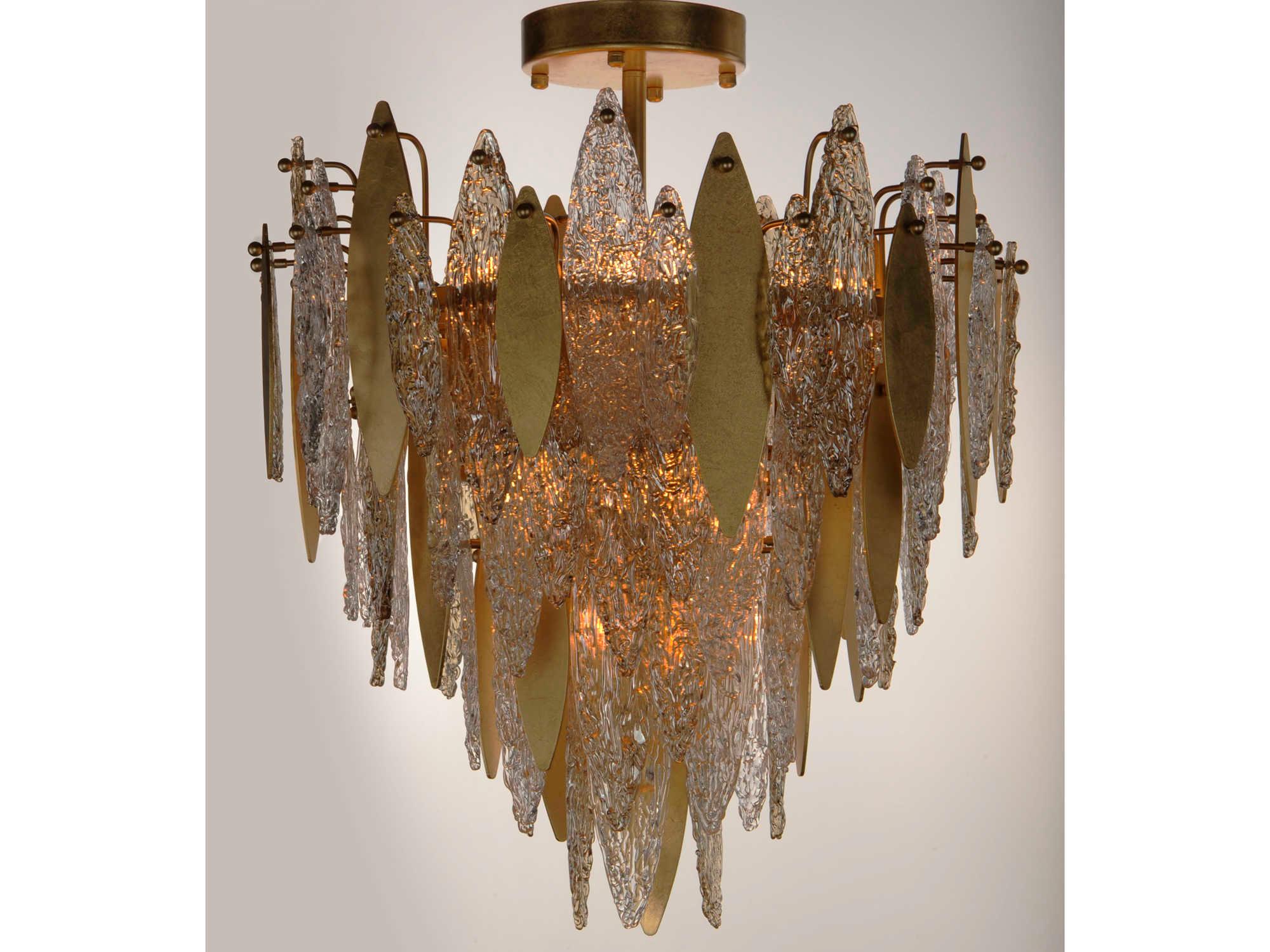 Maxim Lighting Majestic 10-Light Gold Leaf Glass Semi Flush Mount