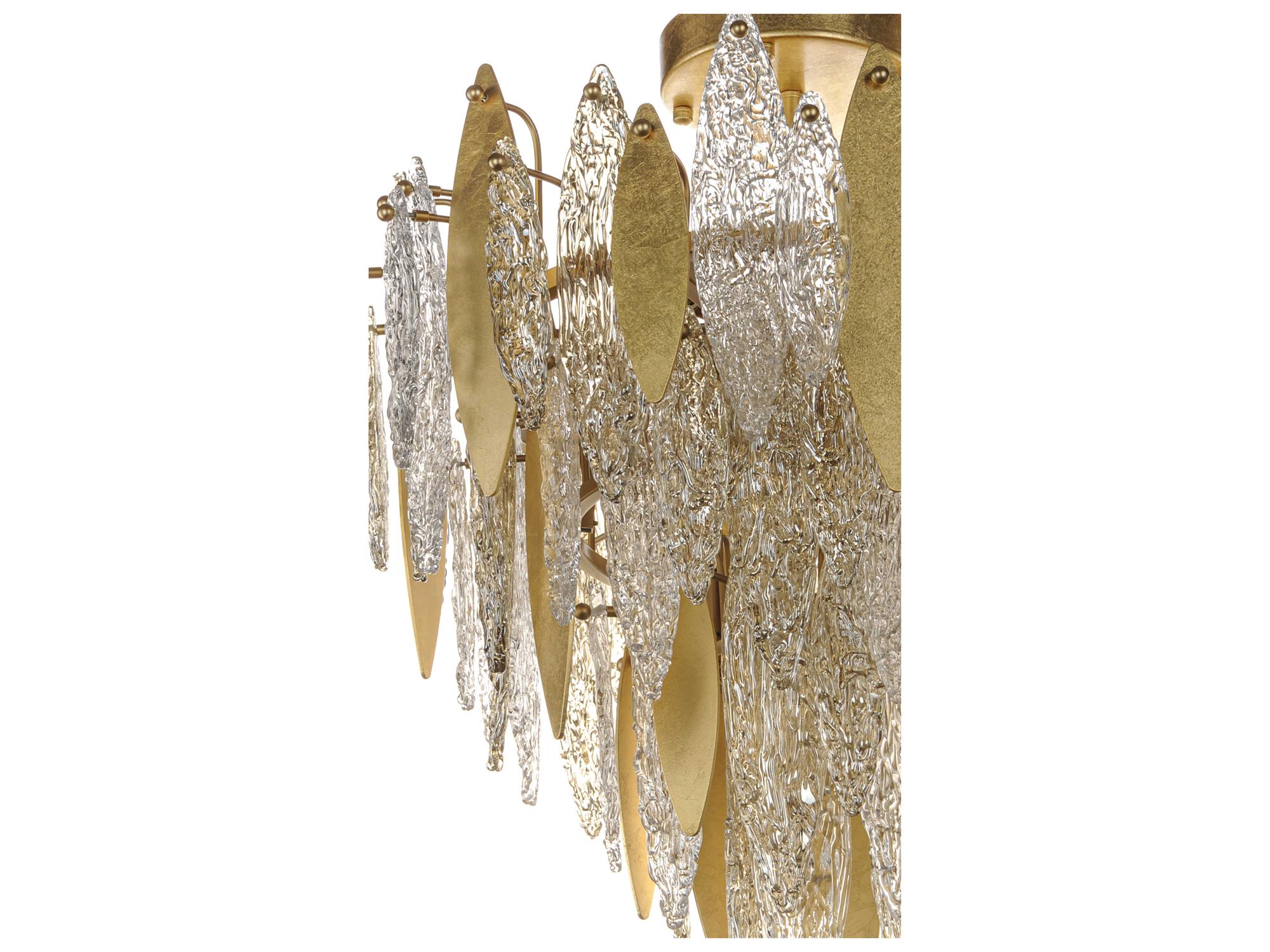 Maxim Lighting Majestic 10-Light Gold Leaf Glass Semi Flush Mount