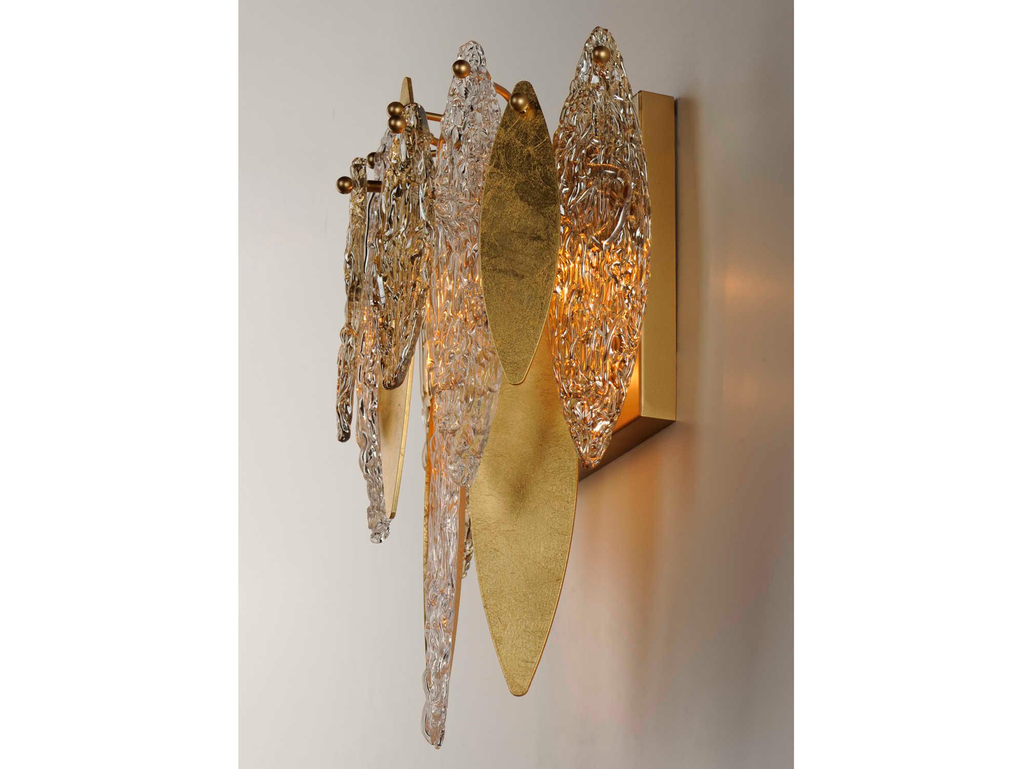 Maxim Lighting Majestic 3-Light Gold Leaf Glass Wall Sconce