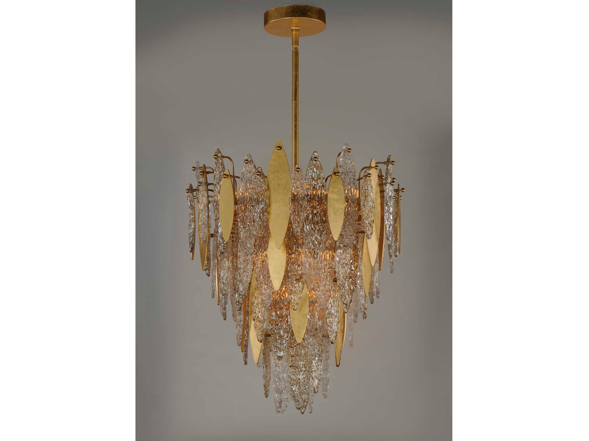 Maxim Lighting Majestic 12-Light Gold Leaf Crystal Glass Chandelier