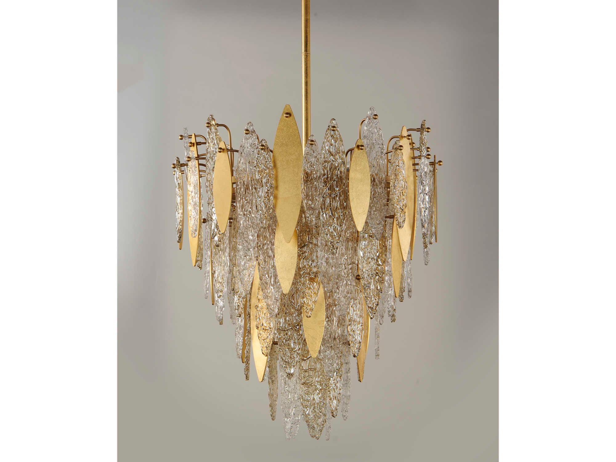 Maxim Lighting Majestic 12-Light Gold Leaf Crystal Glass Chandelier