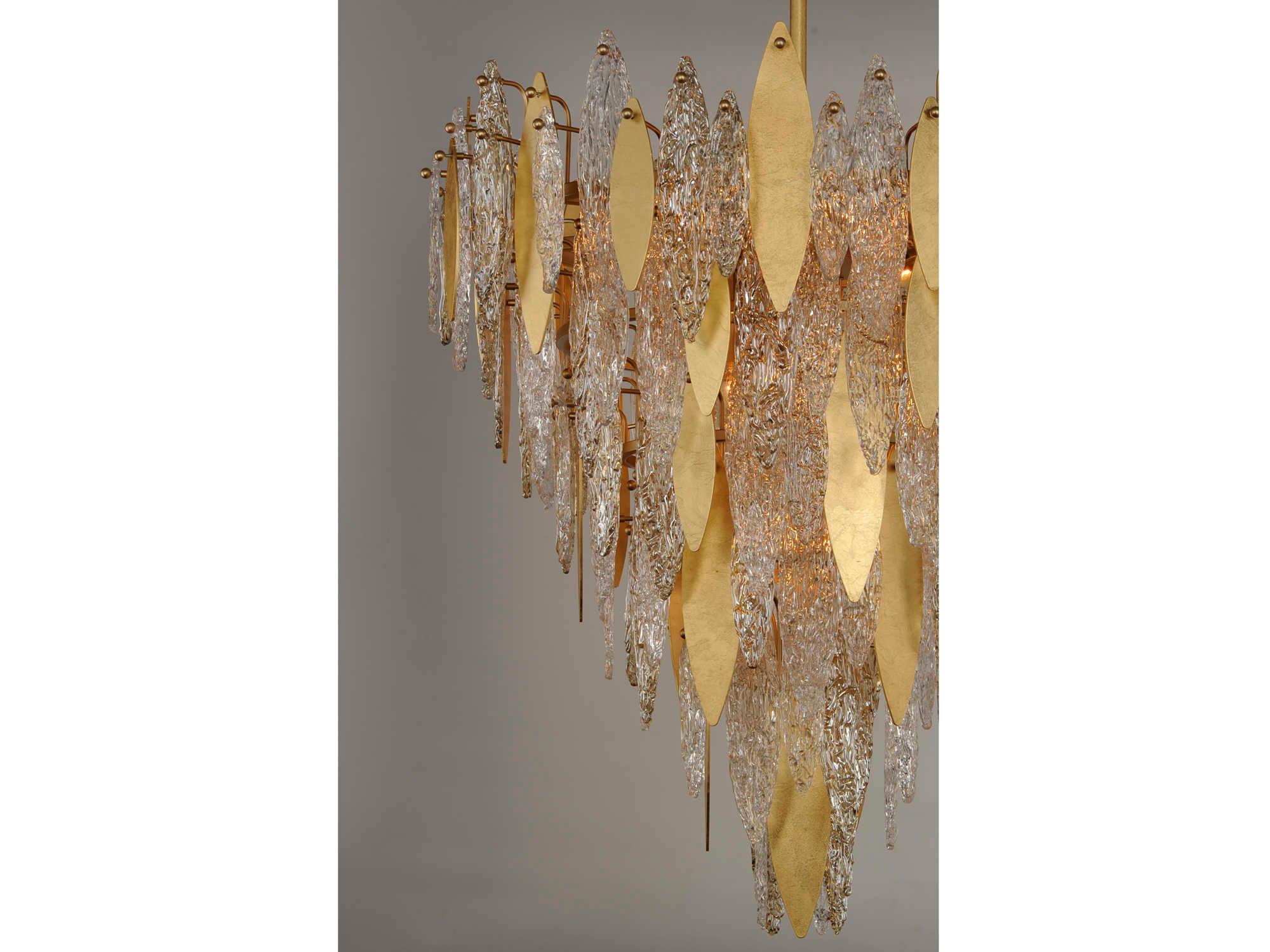 Maxim Lighting Majestic 21-Light Gold Leaf Crystal Glass Tiered Chandelier