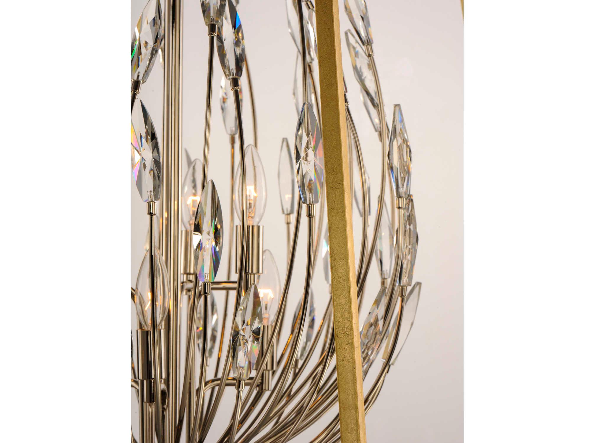 Maxim Lighting Bouquet 6-Light Polished Nickel Gold Leaf Crystal Glass Geometric Chandelier