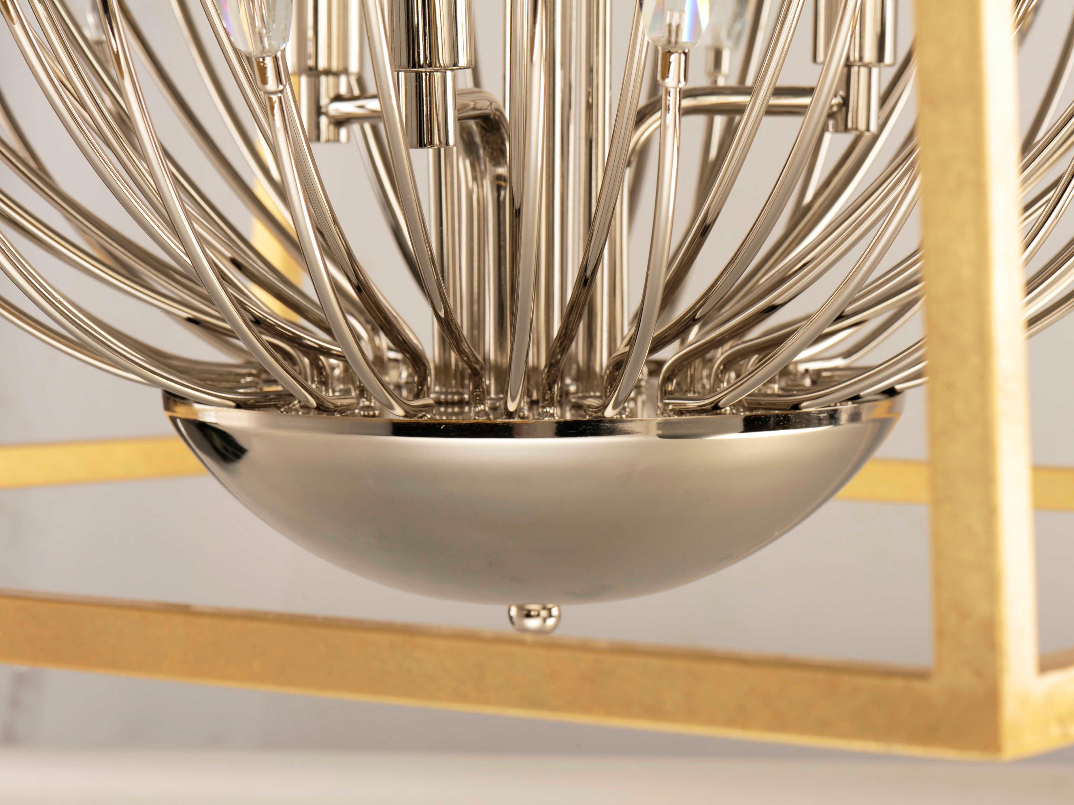 Maxim Lighting Bouquet 6-Light Polished Nickel Gold Leaf Crystal Glass Geometric Chandelier