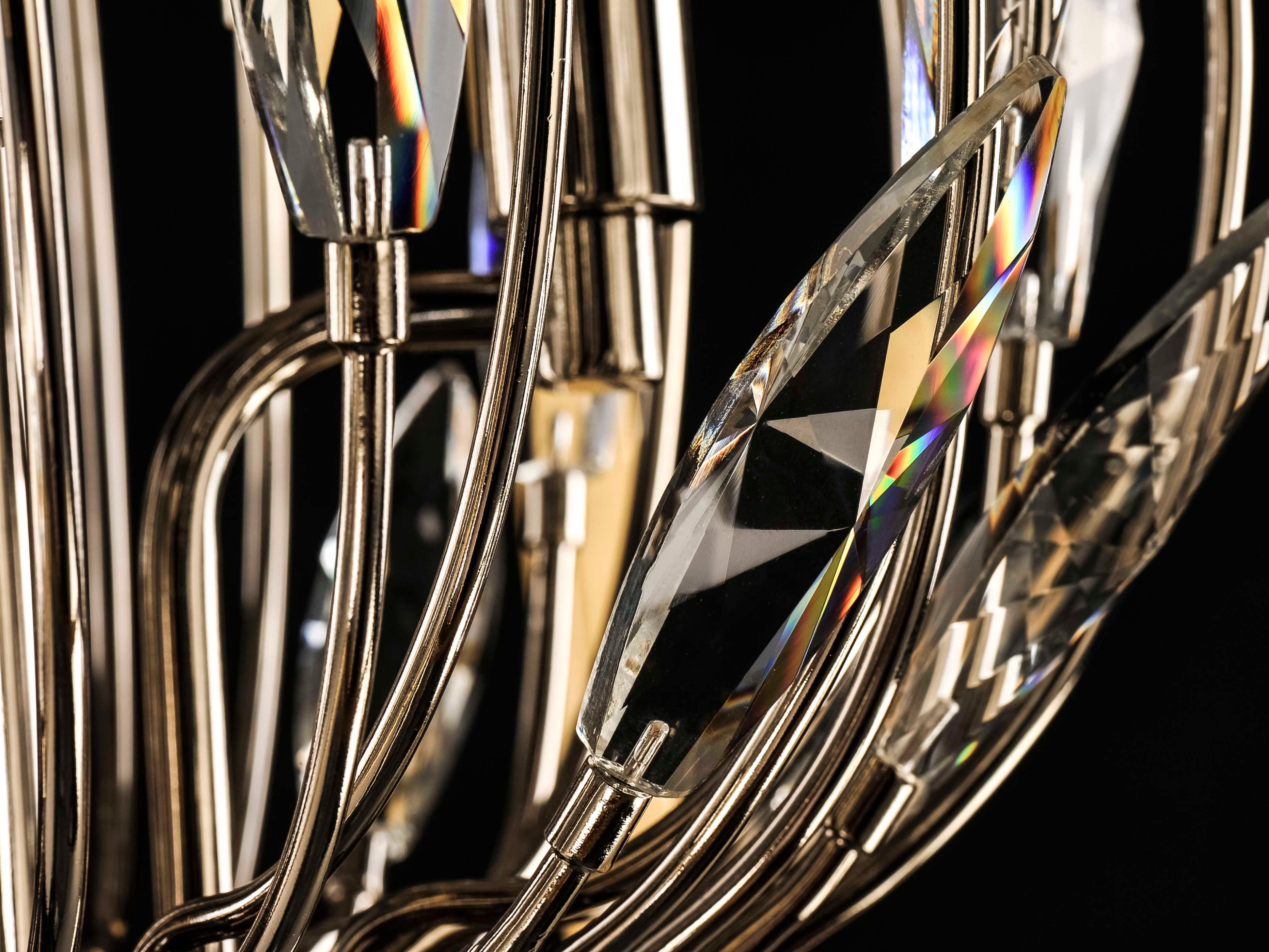 Maxim Lighting Bouquet 6-Light Polished Nickel Gold Leaf Crystal Glass Geometric Chandelier