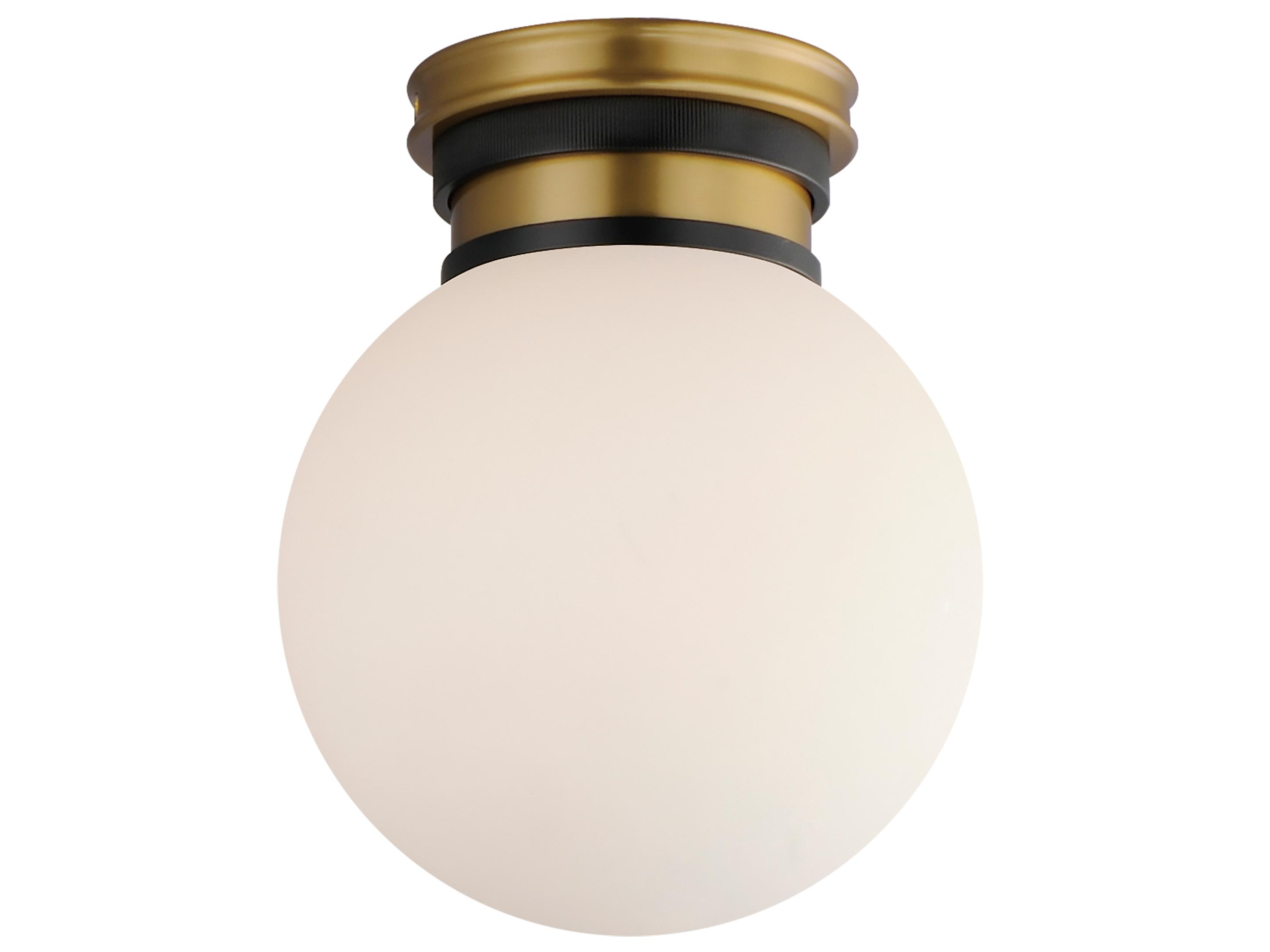 Maxim Lighting San Simeon 1-Light Black Natural Aged Brass Bronze Glass LED Globe Flush Mount