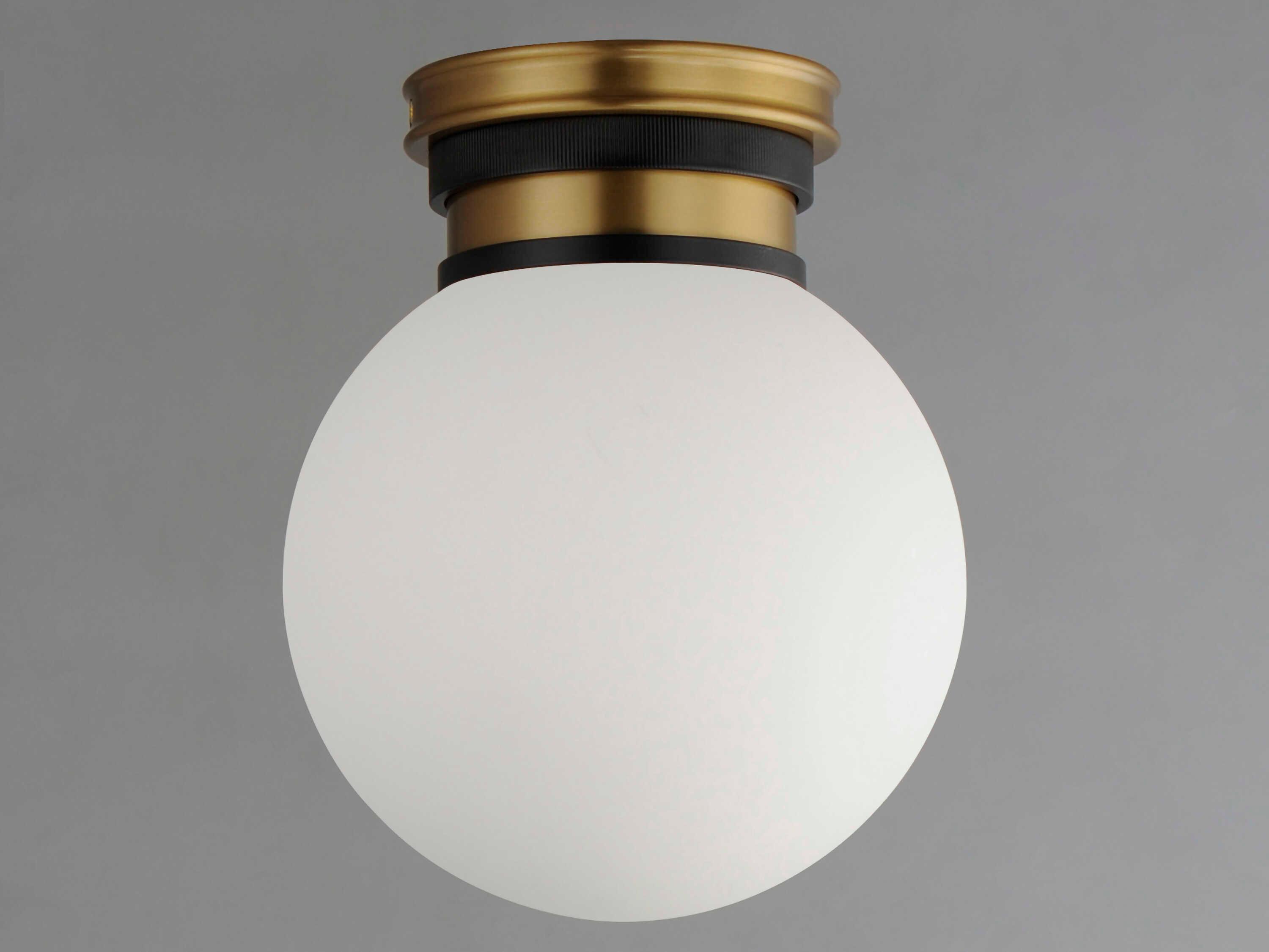 Maxim Lighting San Simeon 1-Light Black Natural Aged Brass Bronze Glass LED Globe Flush Mount
