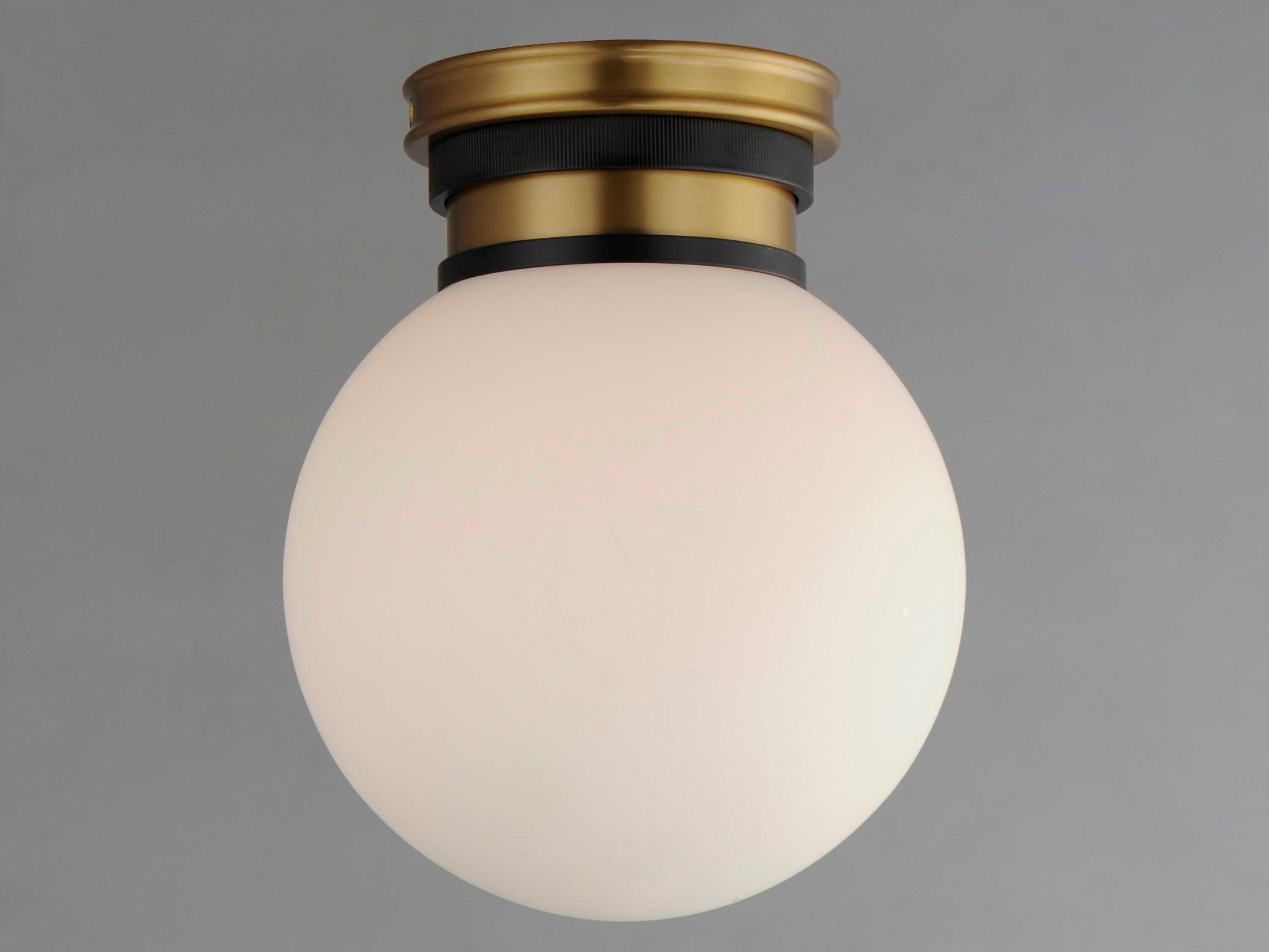 Maxim Lighting San Simeon 1-Light Black Natural Aged Brass Bronze Glass LED Globe Flush Mount