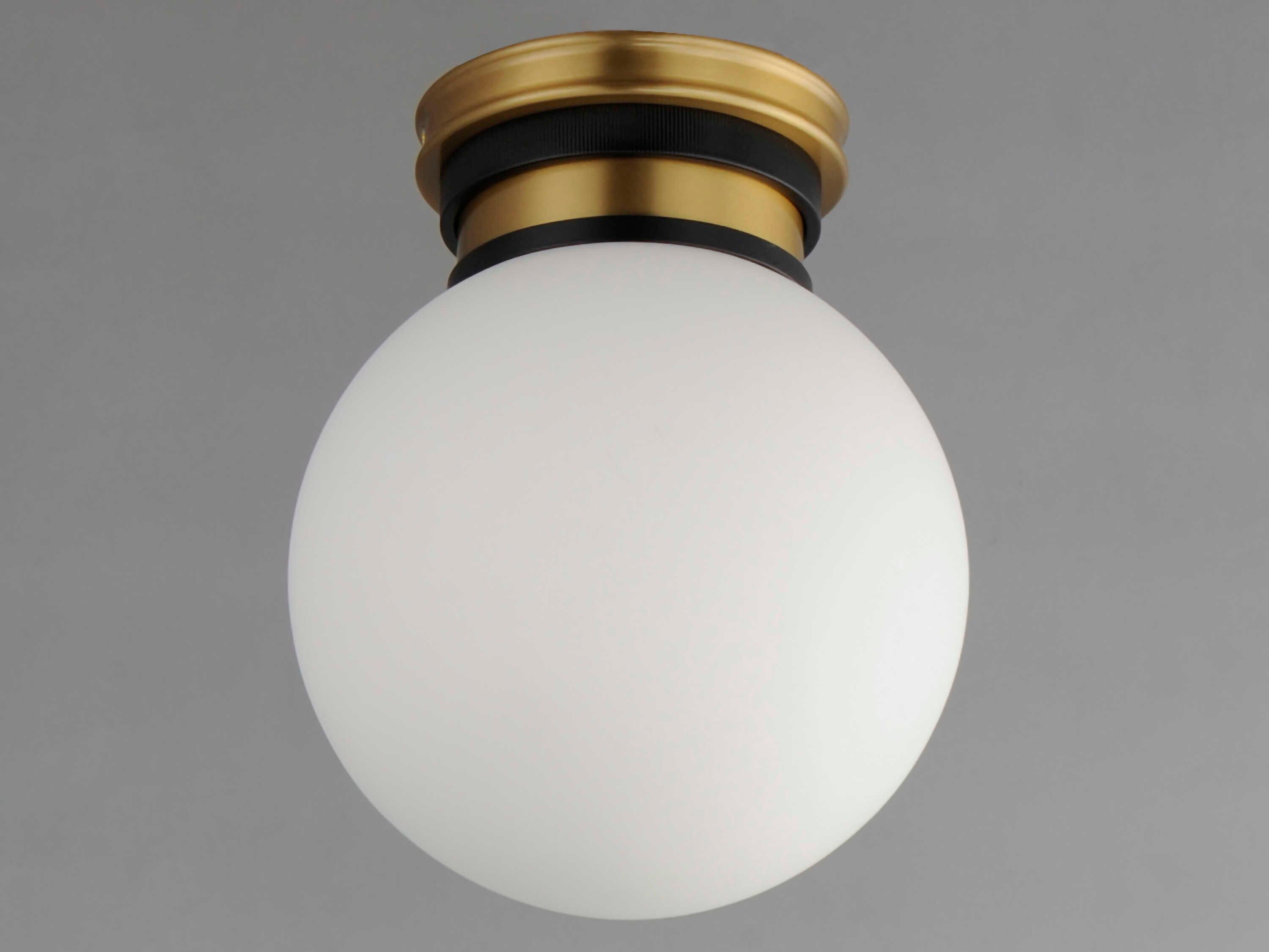 Maxim Lighting San Simeon 1-Light Black Natural Aged Brass Bronze Glass LED Globe Flush Mount