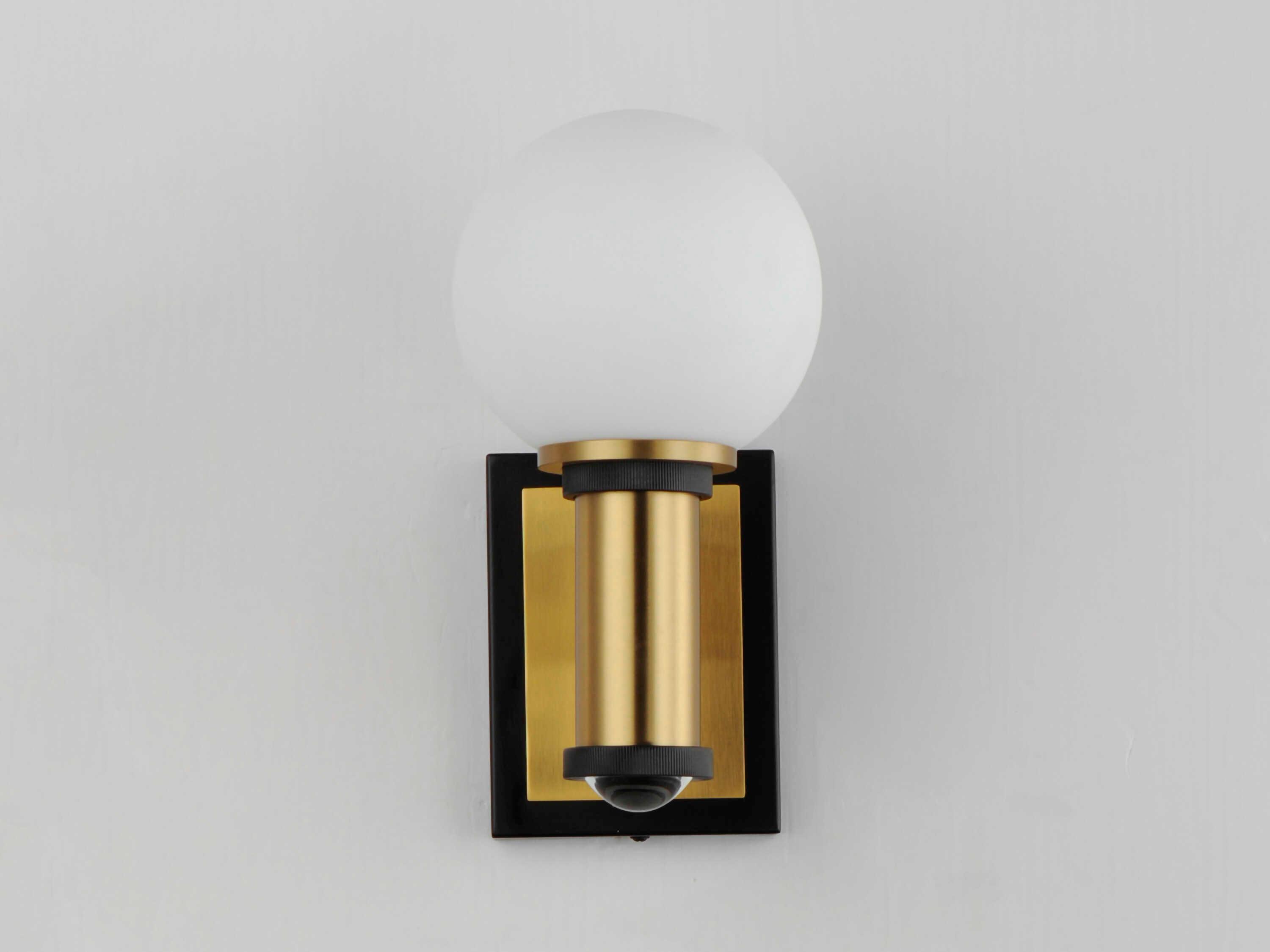 Maxim Lighting San Simeon 2-Light Black Natural Aged Brass Glass LED Wall Sconce
