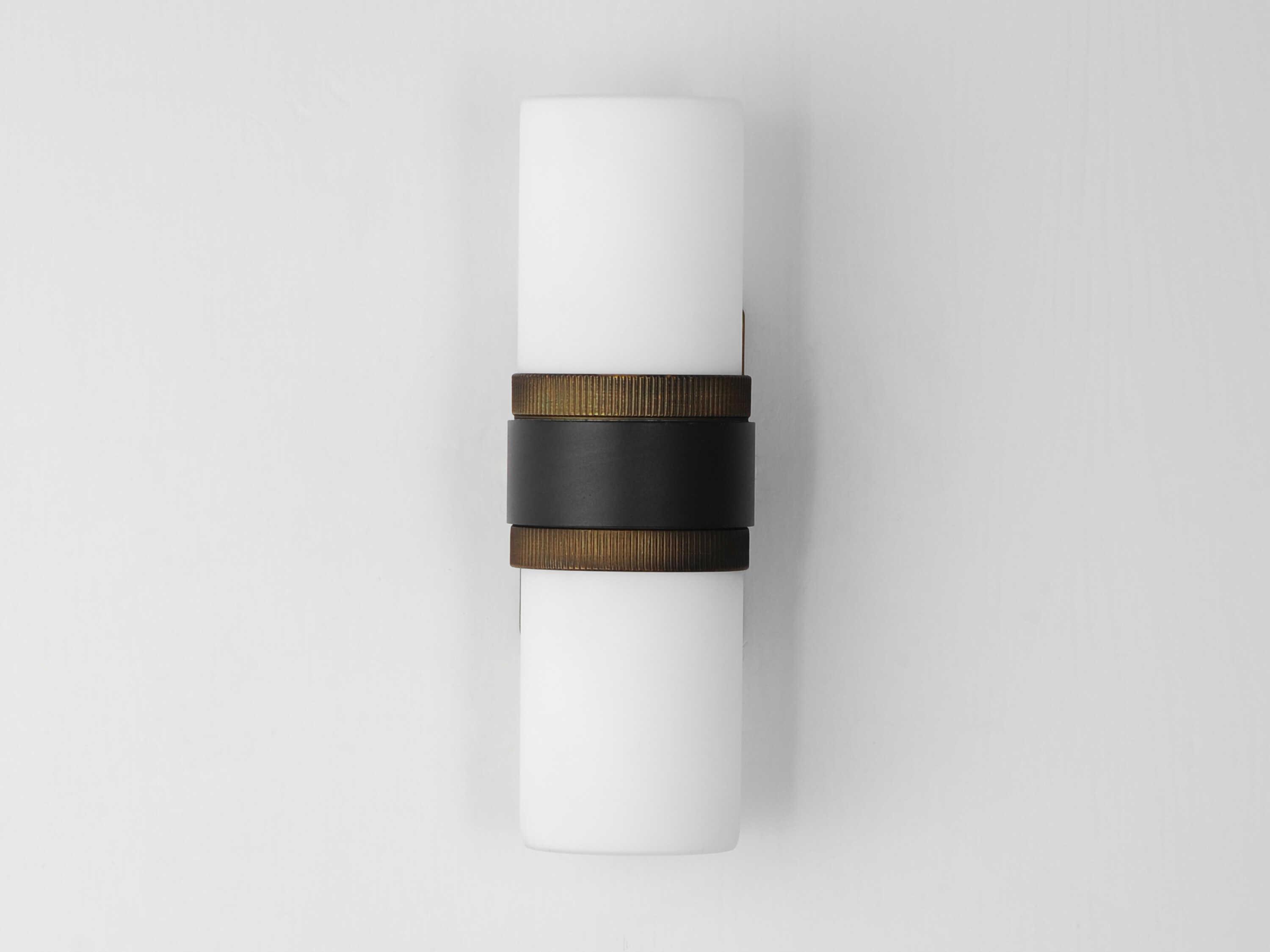 Maxim Lighting Ruffles 2-Light Black Antique Brass Glass Wall Sconce