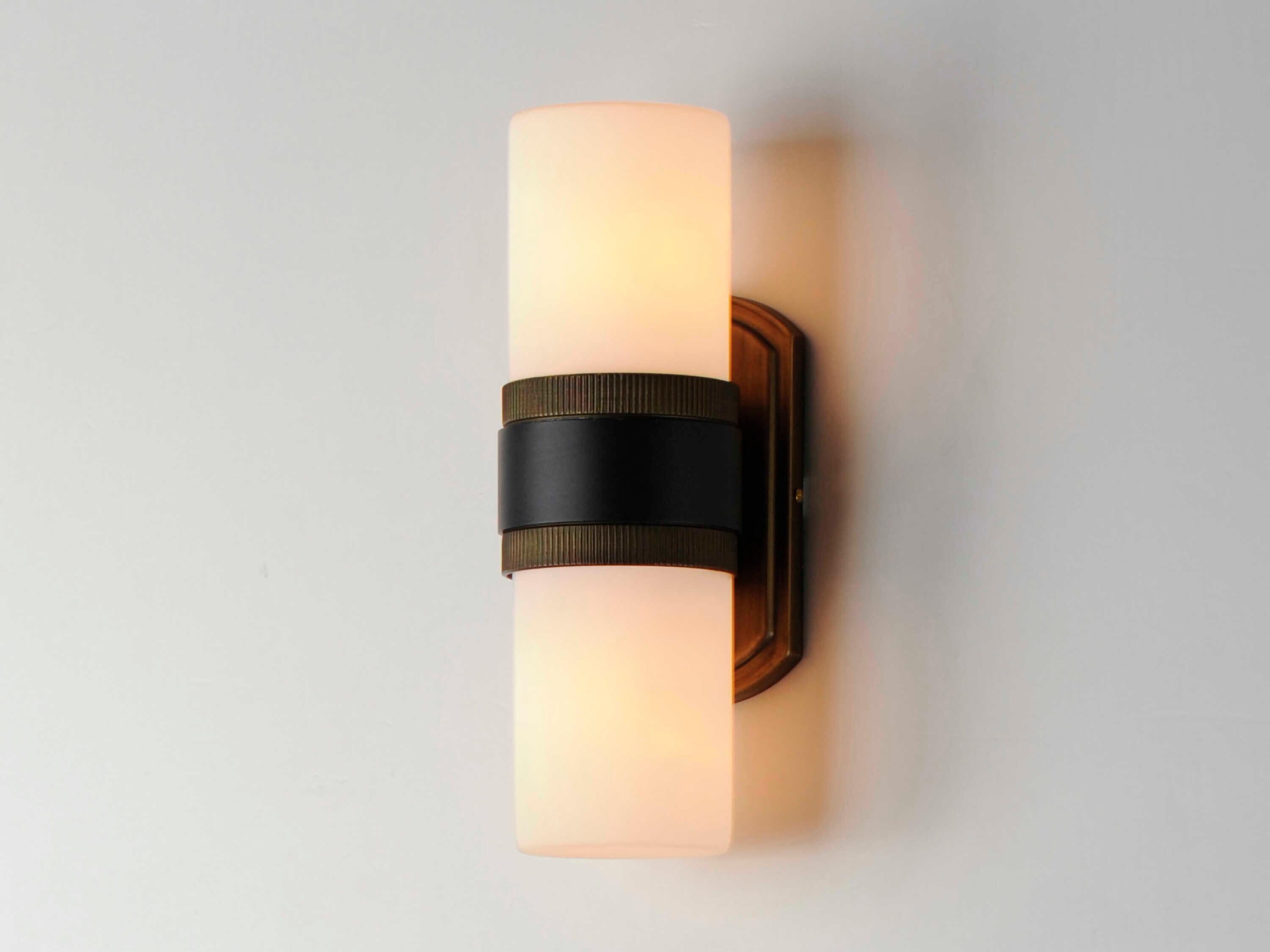 Maxim Lighting Ruffles 2-Light Black Antique Brass Glass Wall Sconce