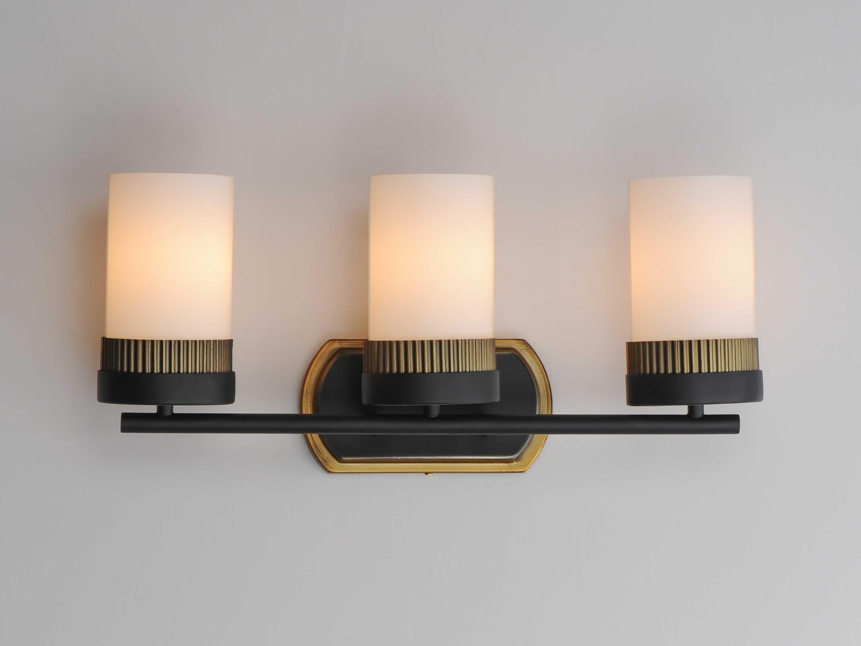 Maxim Lighting Ruffles 3-Light Black Antique Brass Vanity Light