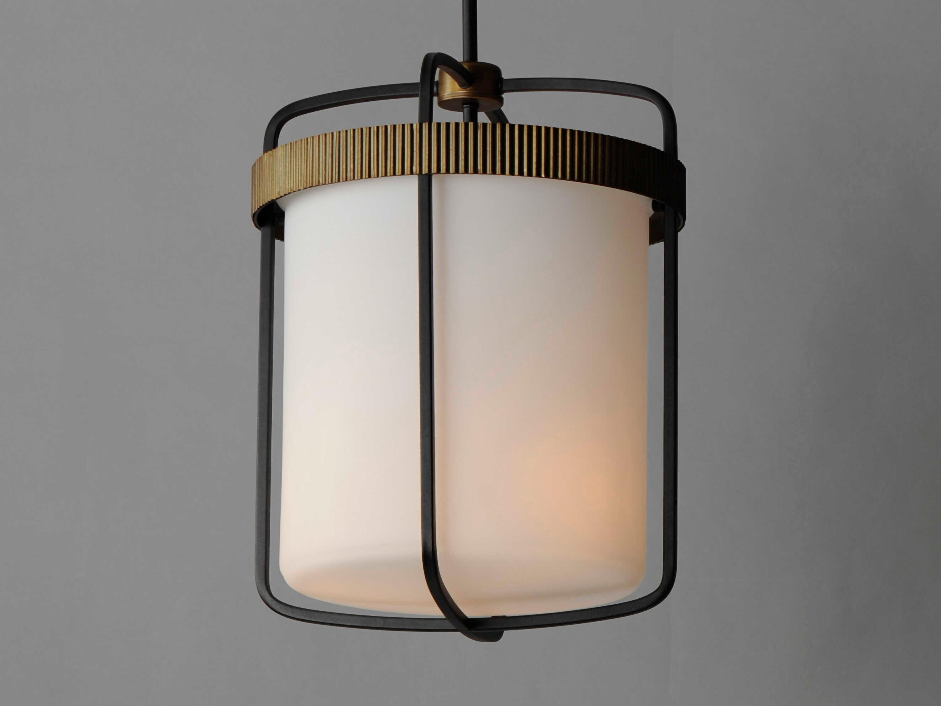 Maxim Lighting Ruffles 3-Light Black Antique Brass Glass Drum Pendant