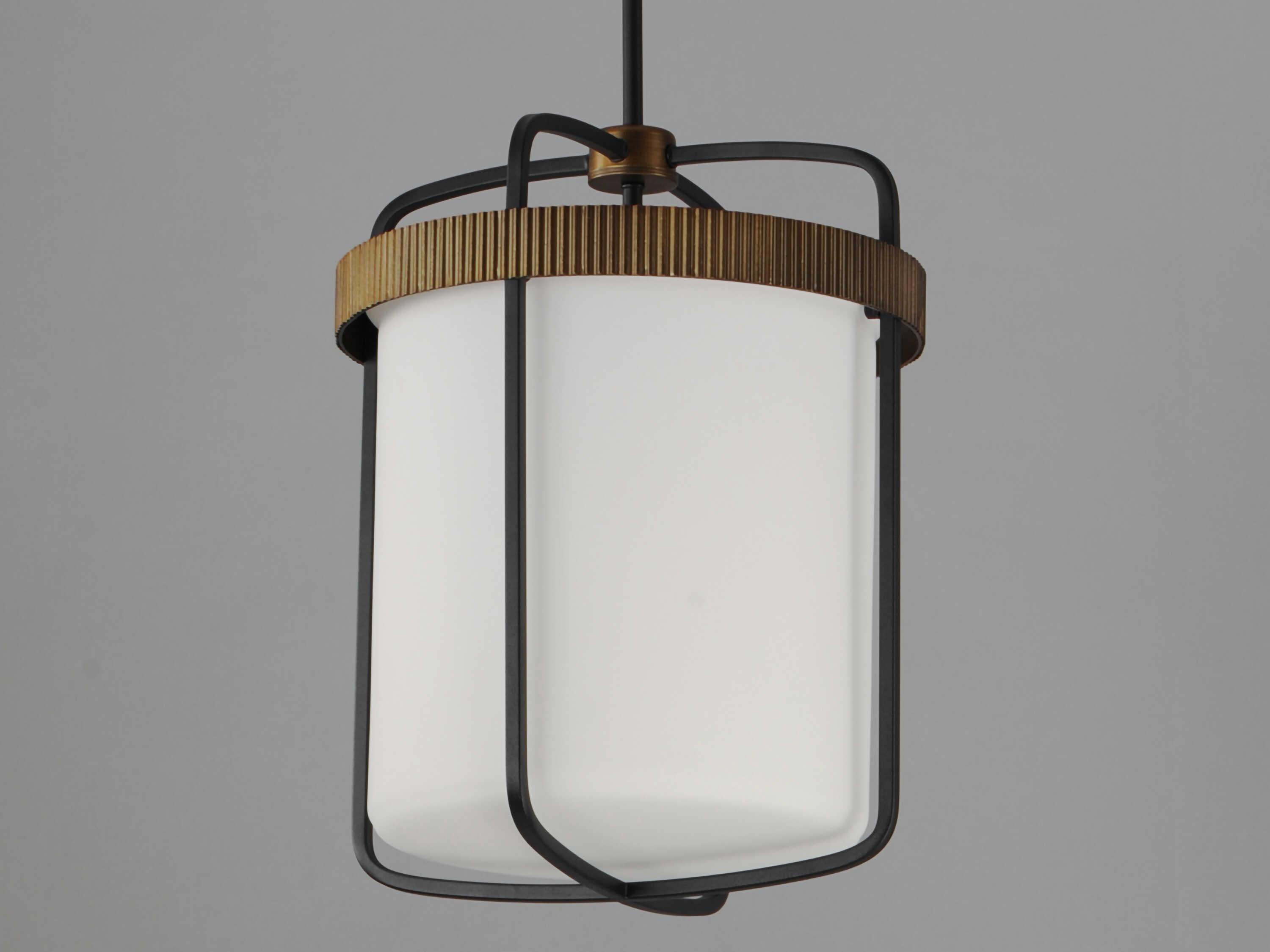 Maxim Lighting Ruffles 3-Light Black Antique Brass Glass Drum Pendant