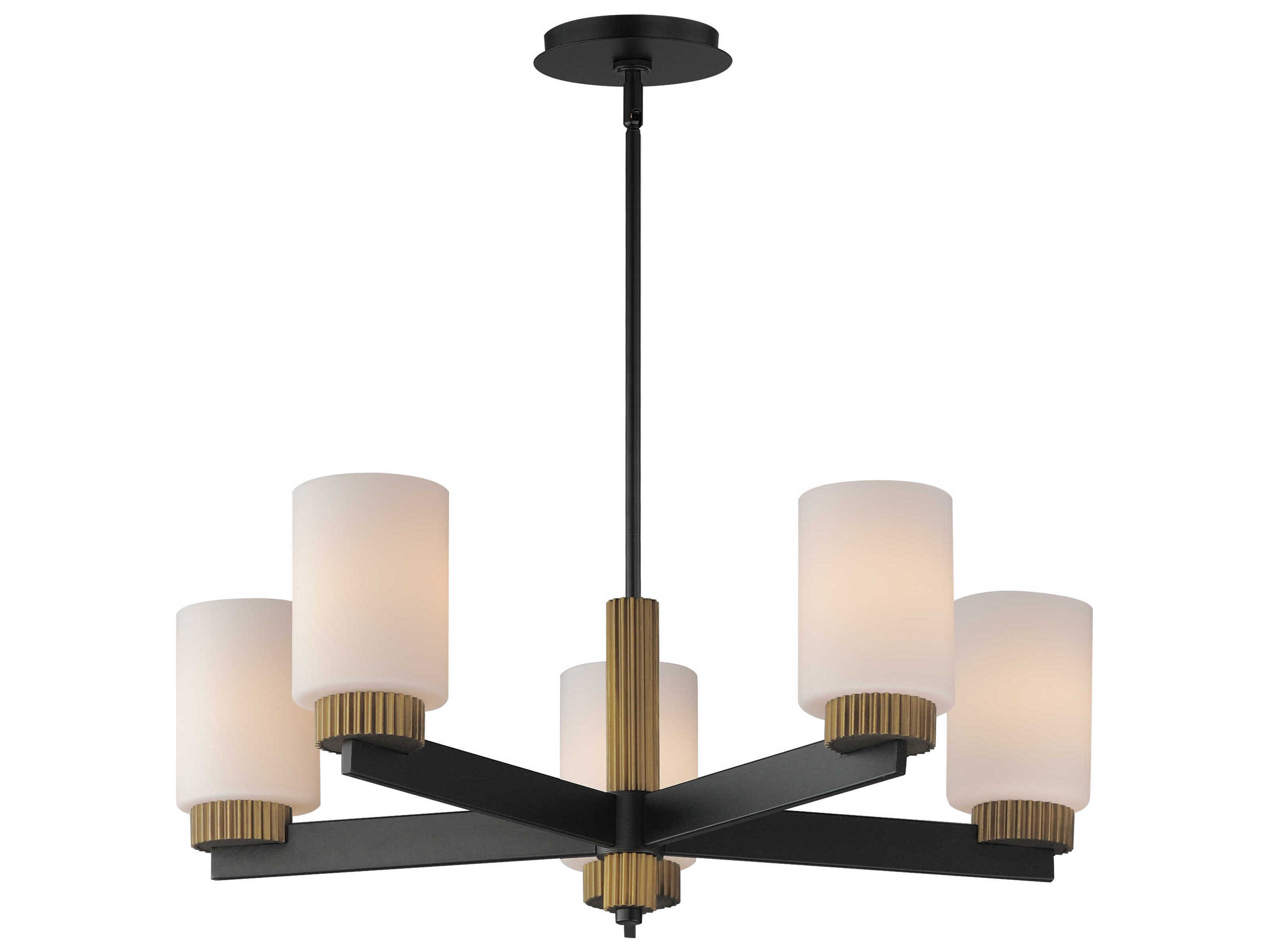 Maxim Lighting Ruffles 5-Light Black Antique Brass Cylinder Round Chandelier