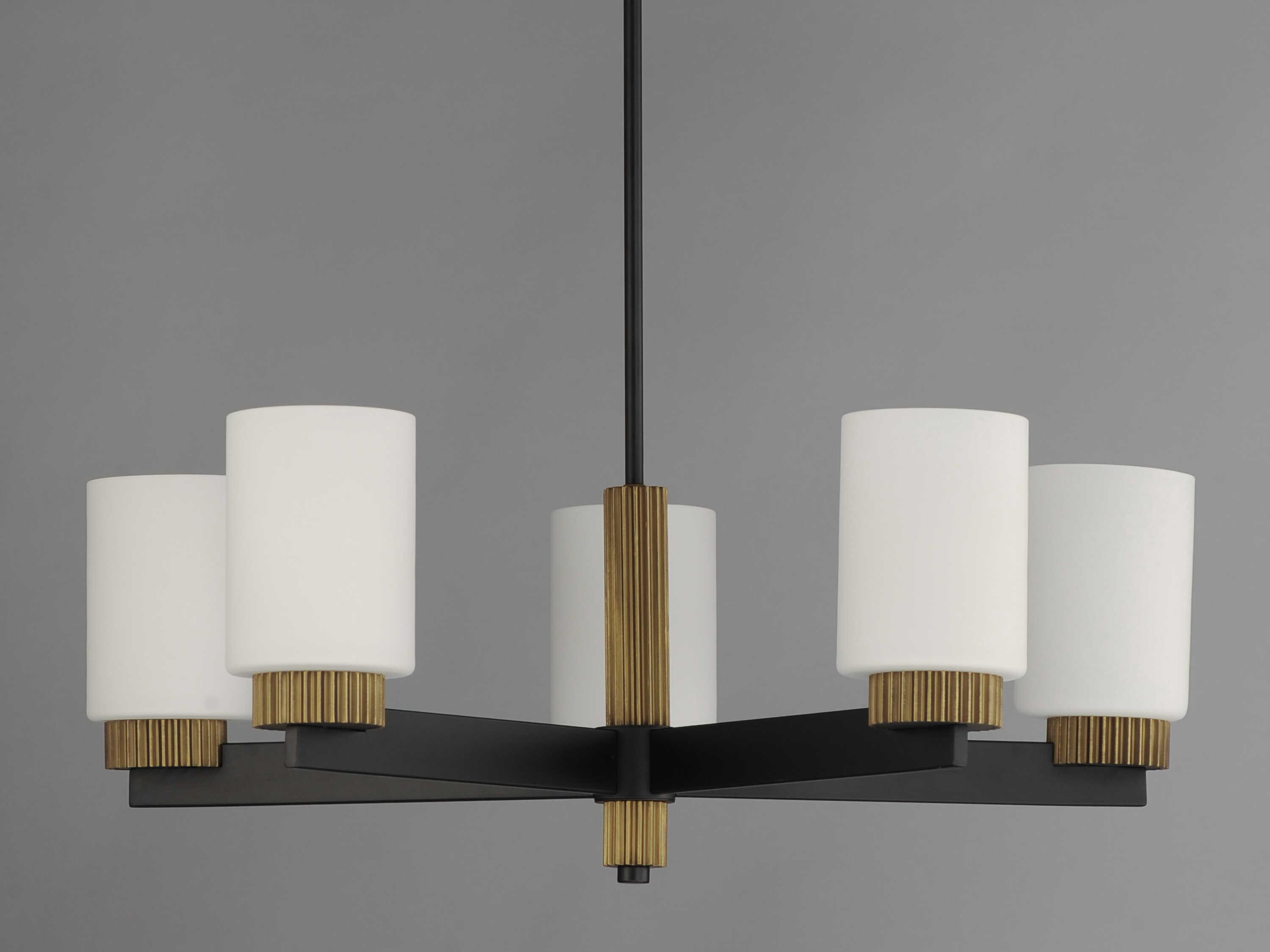 Maxim Lighting Ruffles 5-Light Black Antique Brass Cylinder Round Chandelier