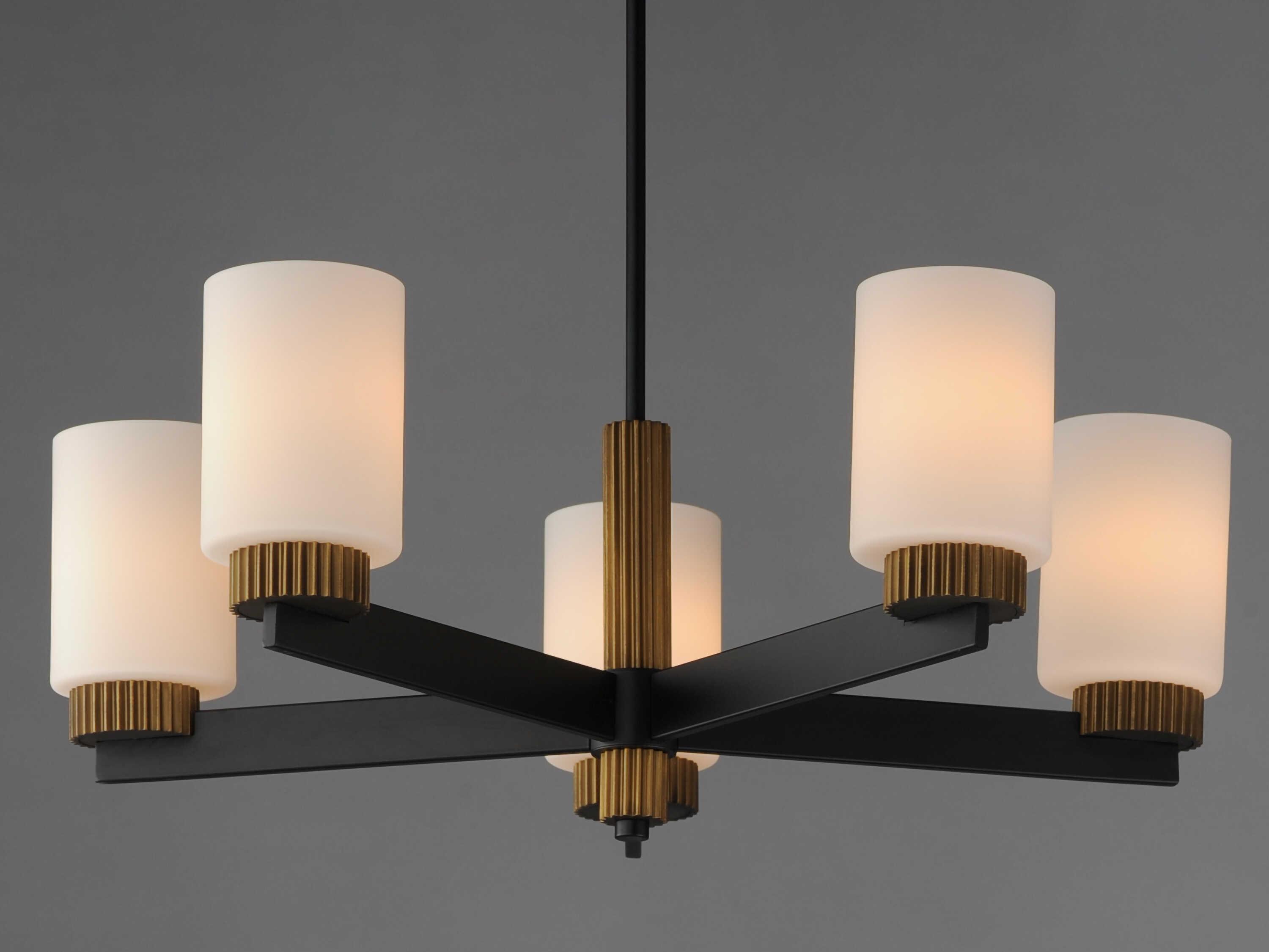 Maxim Lighting Ruffles 5-Light Black Antique Brass Cylinder Round Chandelier