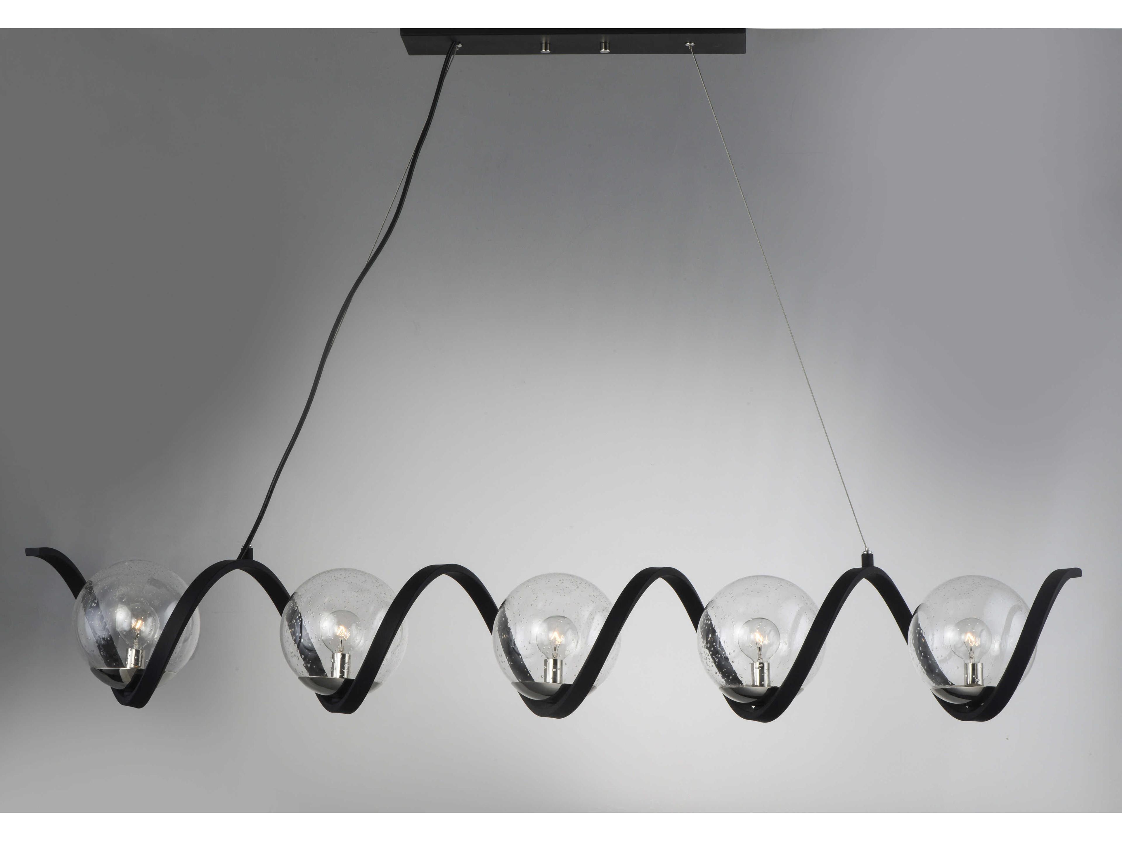 Maxim Lighting Curlicue 5-Light Black Polished Nickel Glass Globe Island Pendant