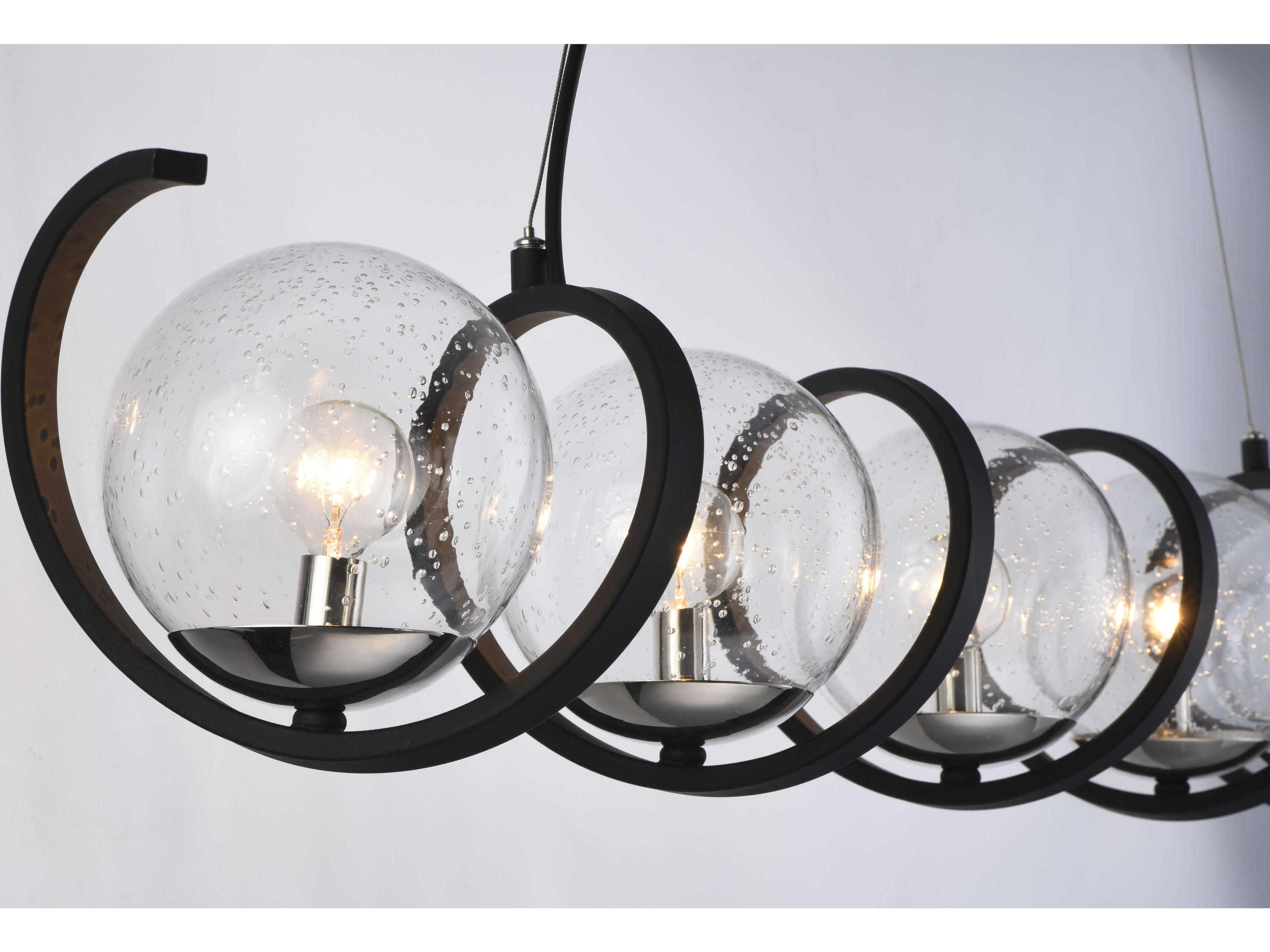 Maxim Lighting Curlicue 5-Light Black Polished Nickel Glass Globe Island Pendant