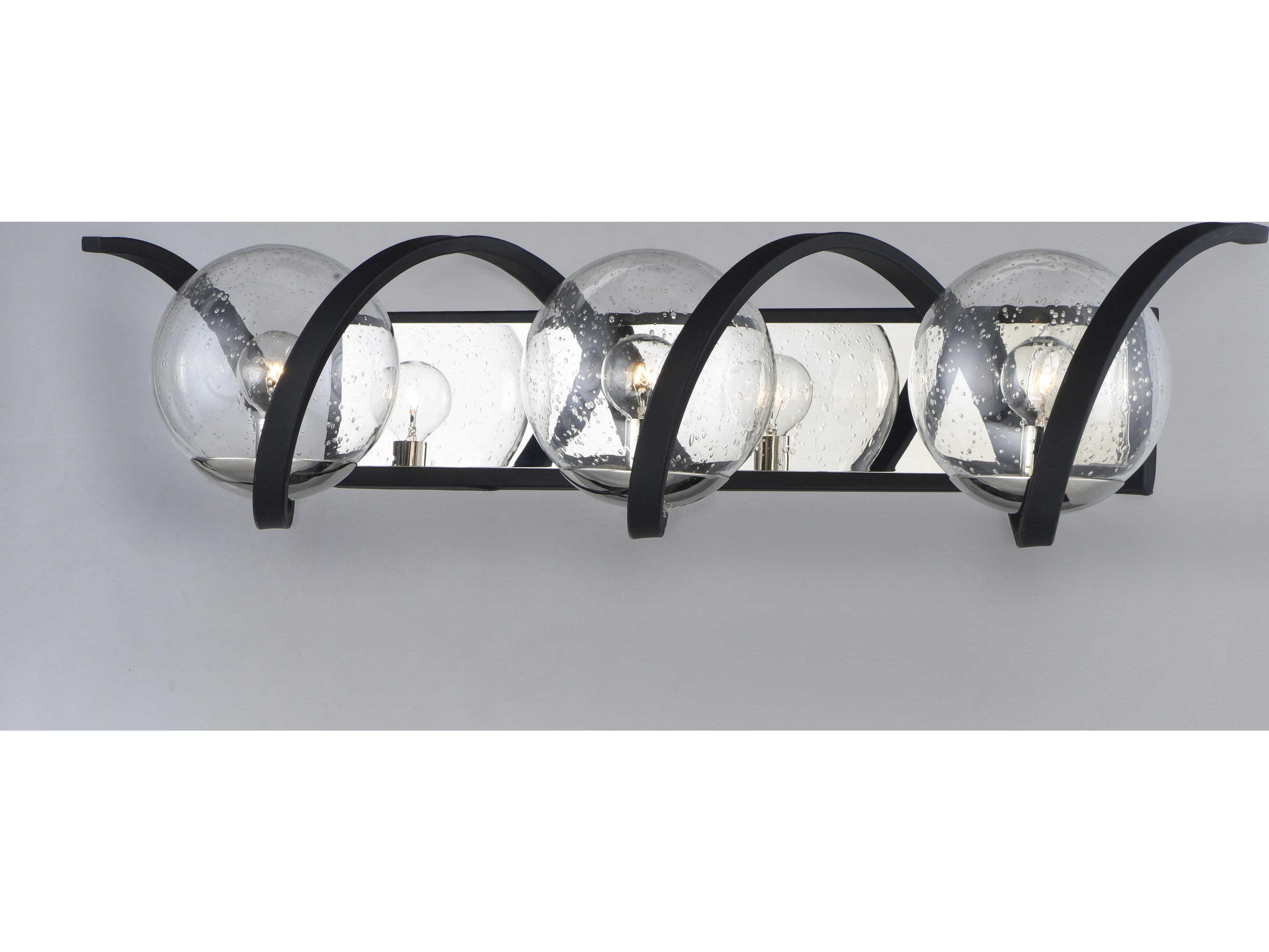 Maxim Lighting Curlicue 3-Light Black Polished Nickel Glass Vanity Light