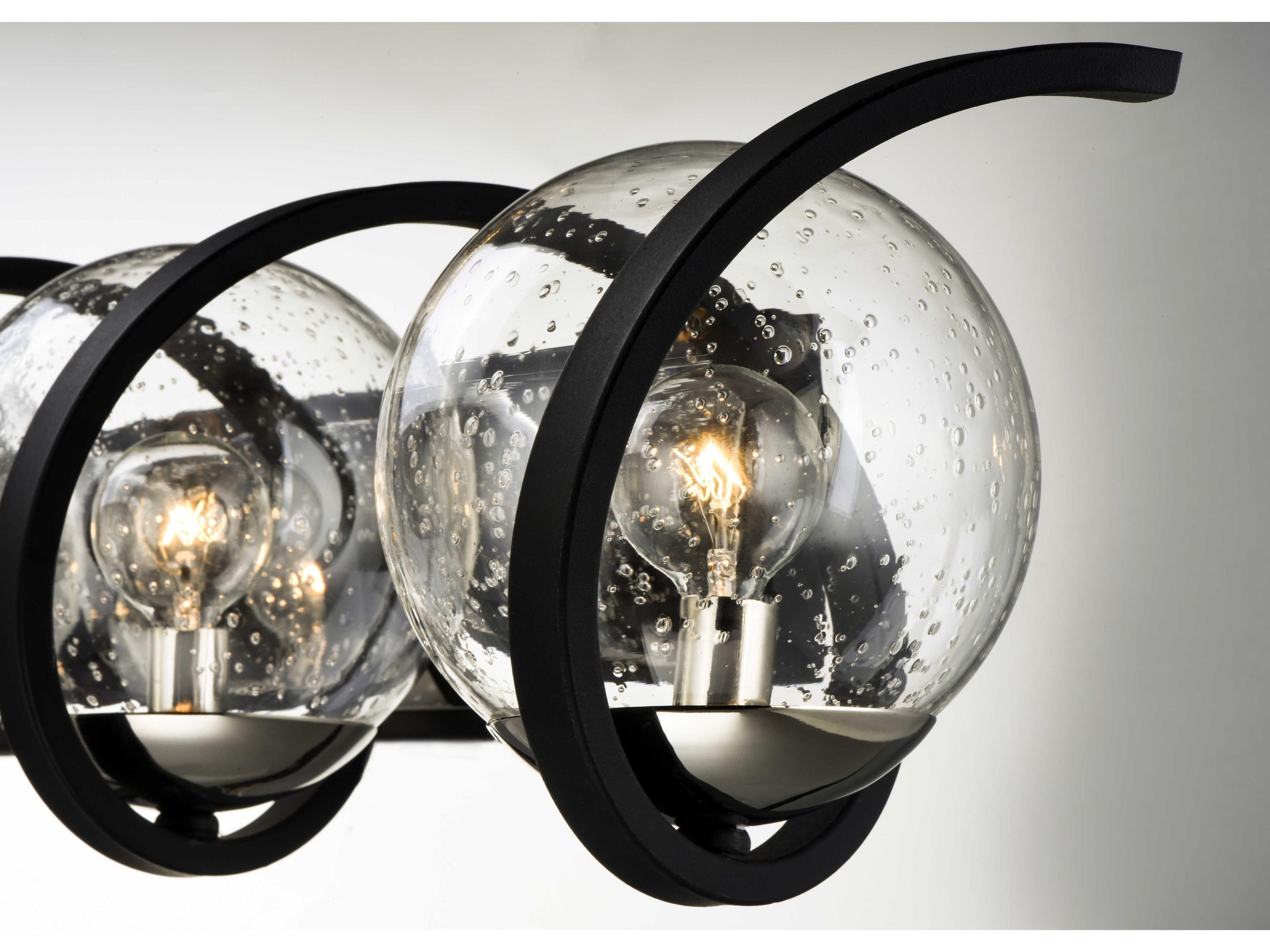 Maxim Lighting Curlicue 3-Light Black Polished Nickel Glass Vanity Light
