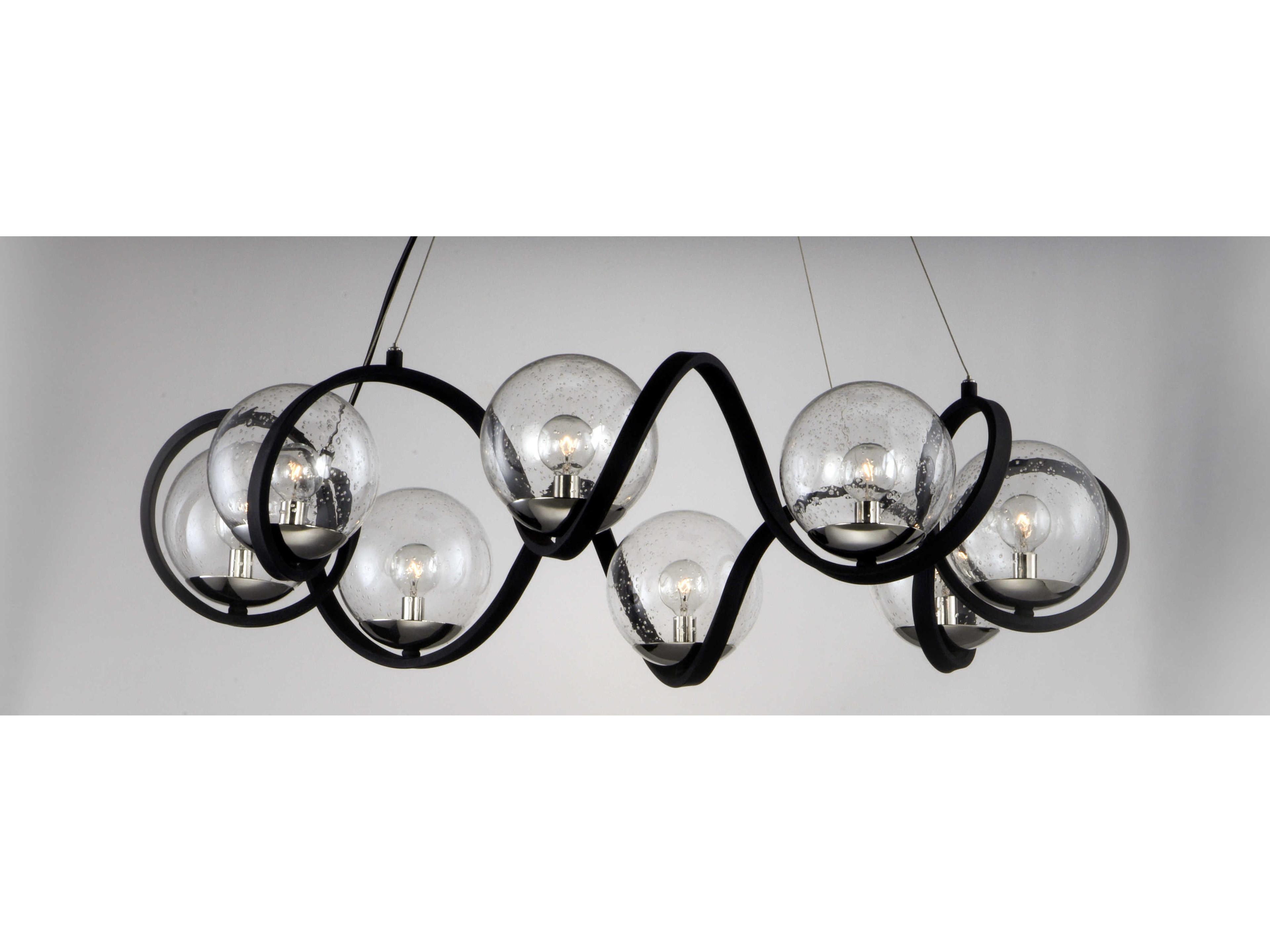 Maxim Lighting Curlicue 8-Light Black Polished Nickel Glass Globe Pendant