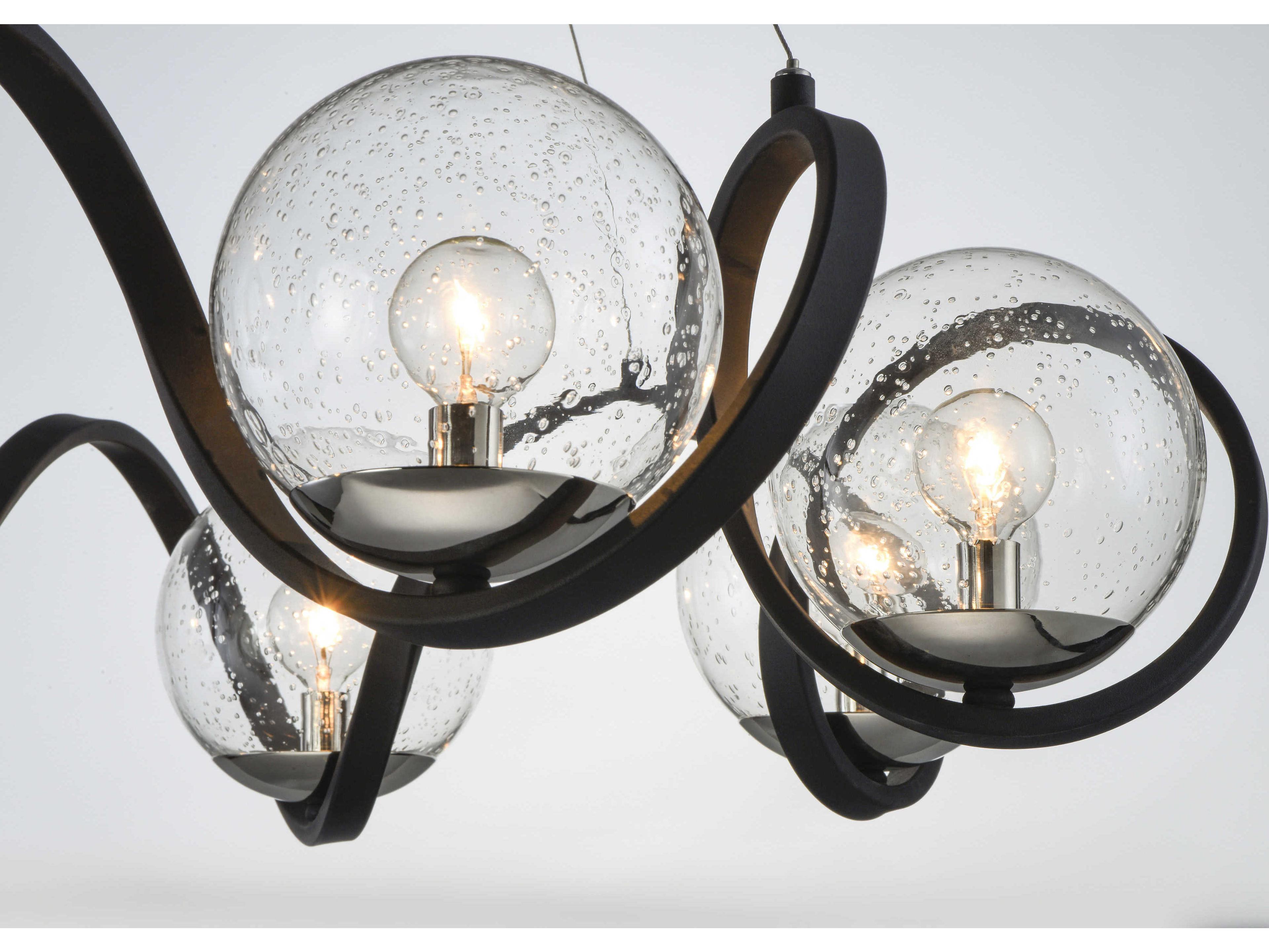 Maxim Lighting Curlicue 8-Light Black Polished Nickel Glass Globe Pendant