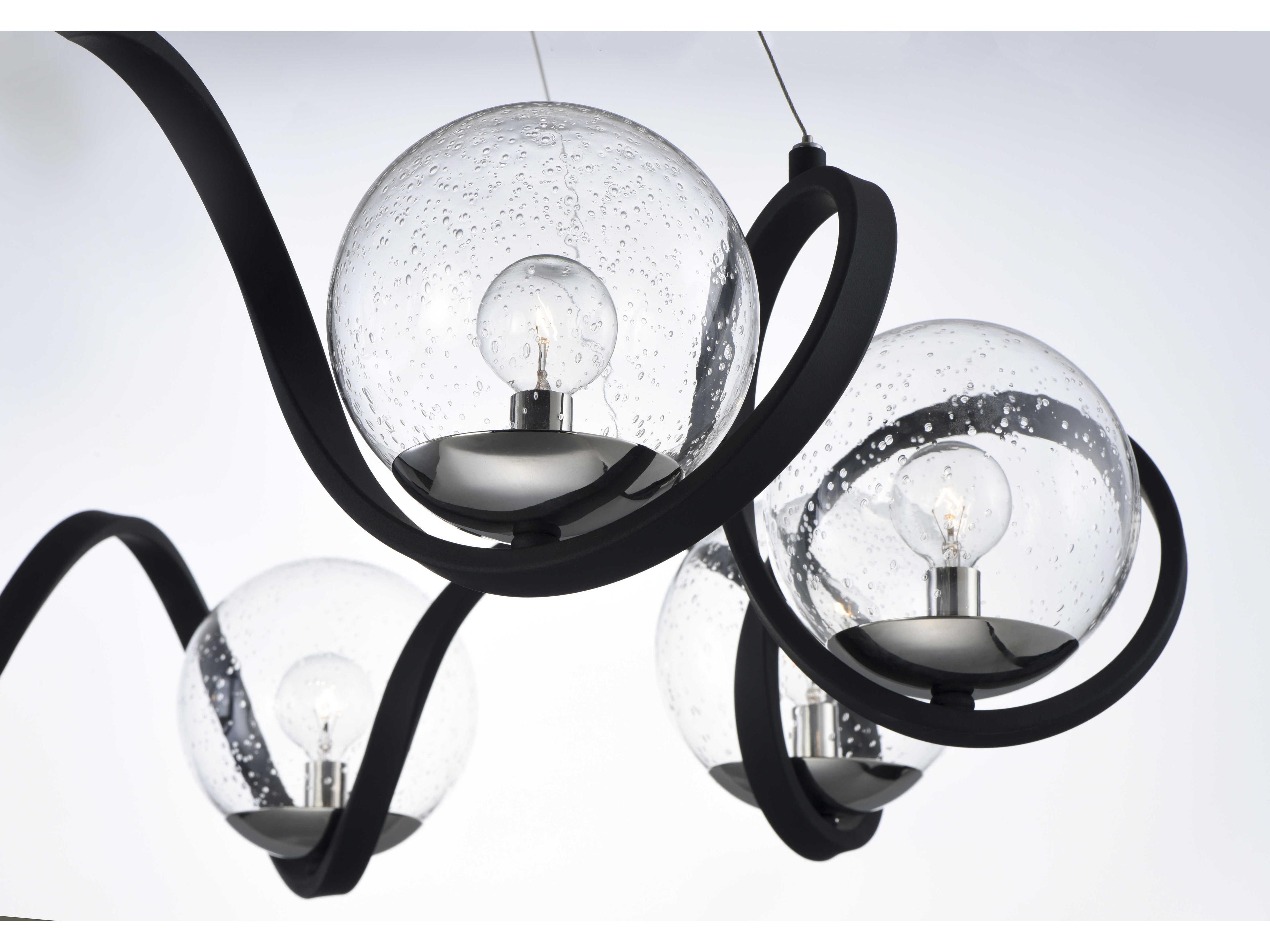 Maxim Lighting Curlicue 8-Light Black Polished Nickel Glass Globe Pendant