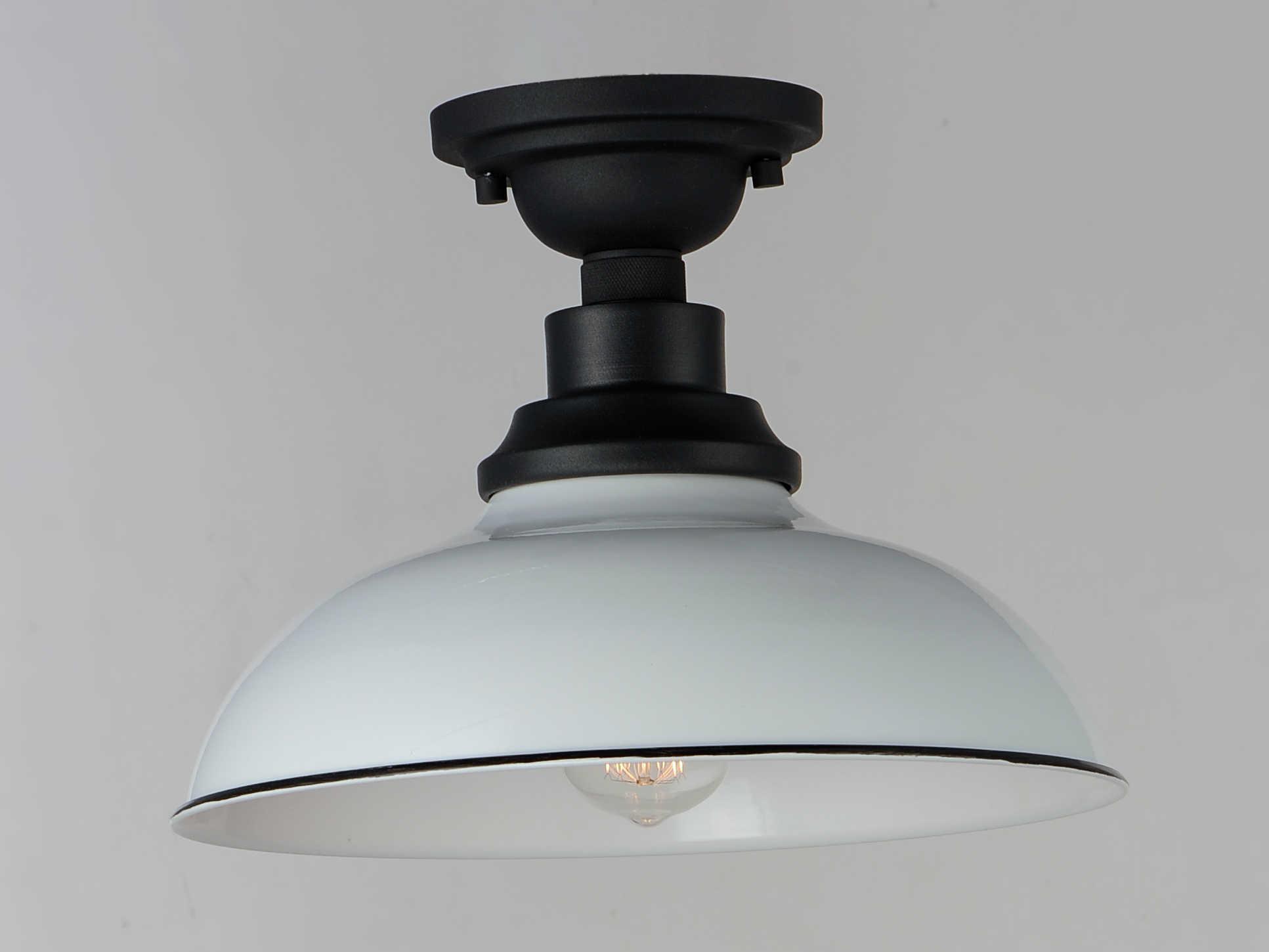 Maxim Lighting Granville 1-Light White Black Bowl Flush Mount