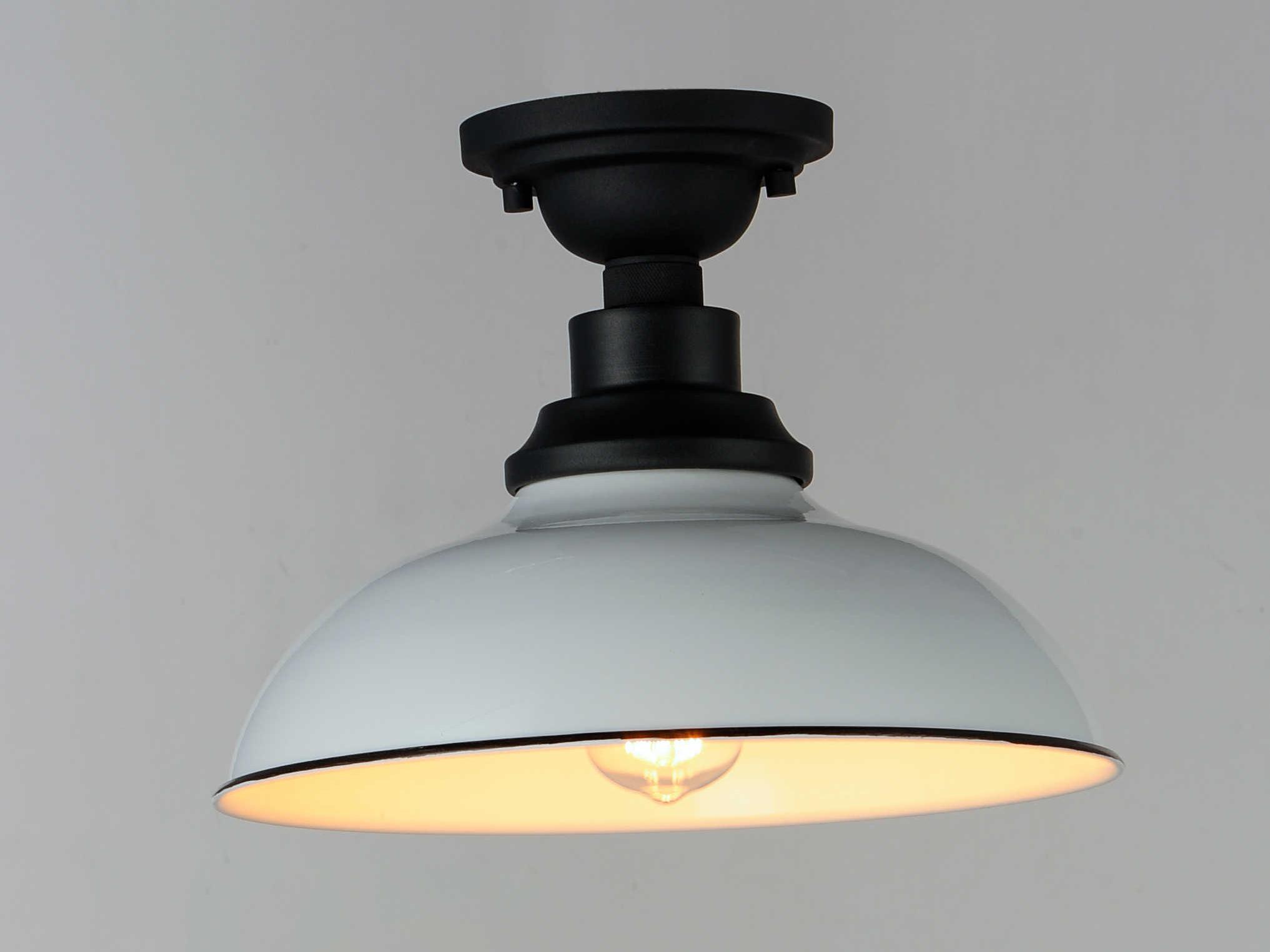 Maxim Lighting Granville 1-Light White Black Bowl Flush Mount