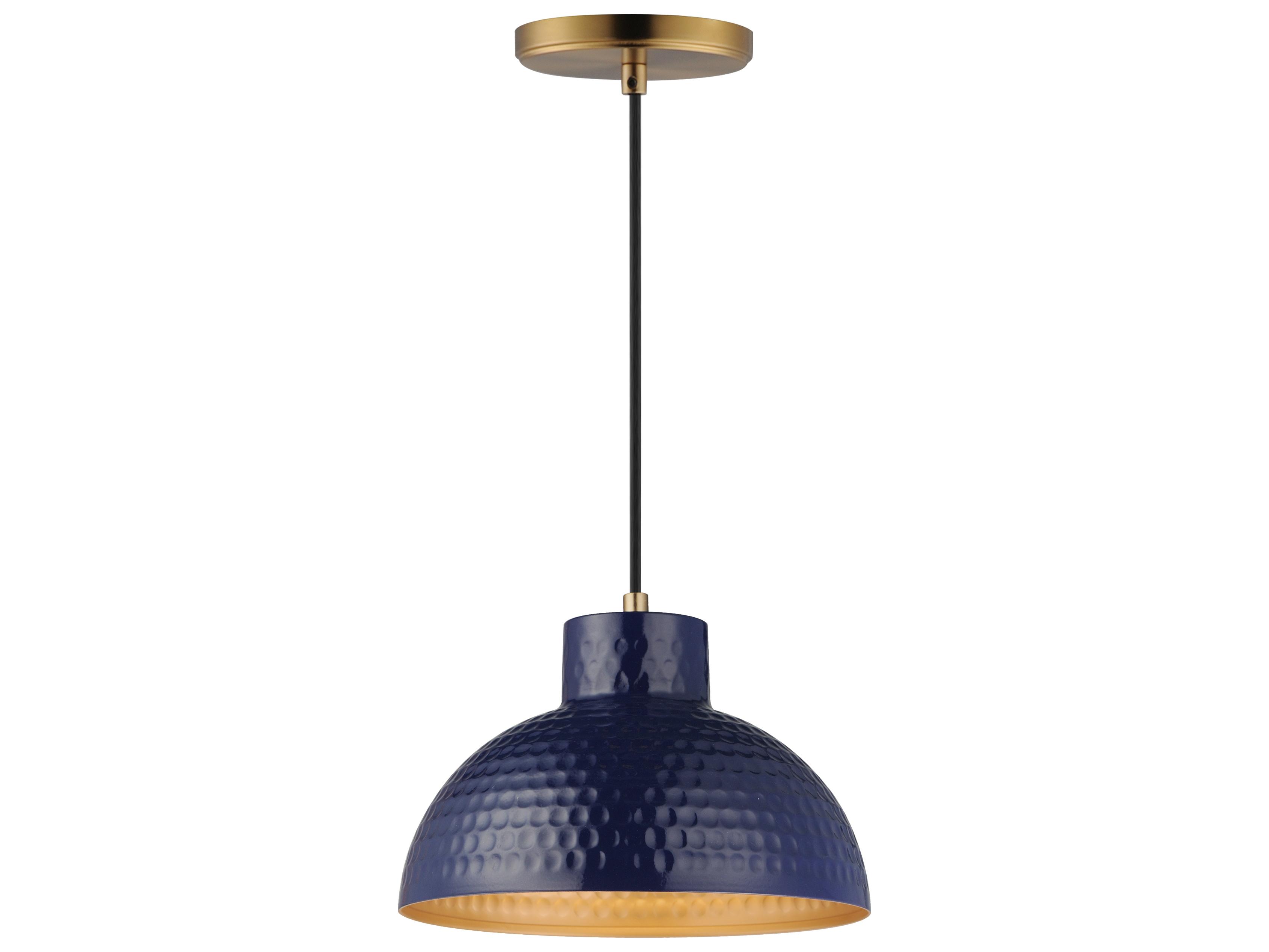 Maxim Lighting Rockport 1-Light Natural Aged Brass Blue Mini Pendant