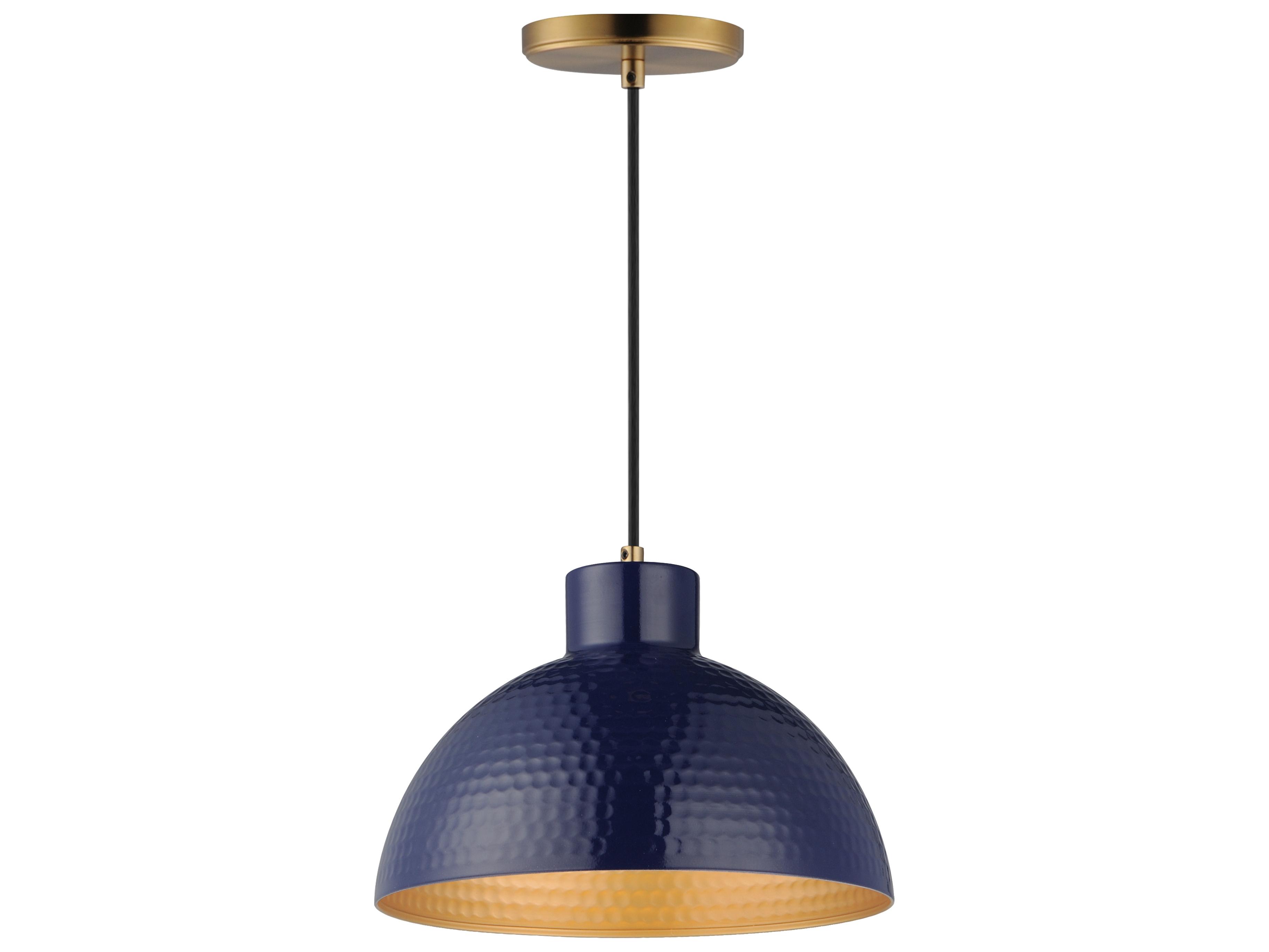 Maxim Lighting Rockport 1-Light Natural Aged Brass Blue Mini Pendant