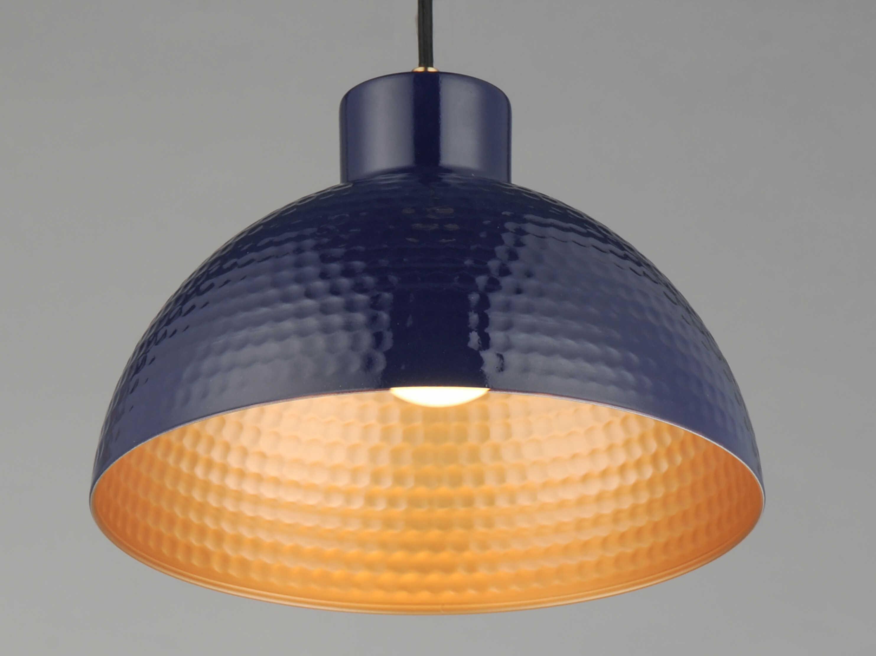 Maxim Lighting Rockport 1-Light Natural Aged Brass Blue Mini Pendant