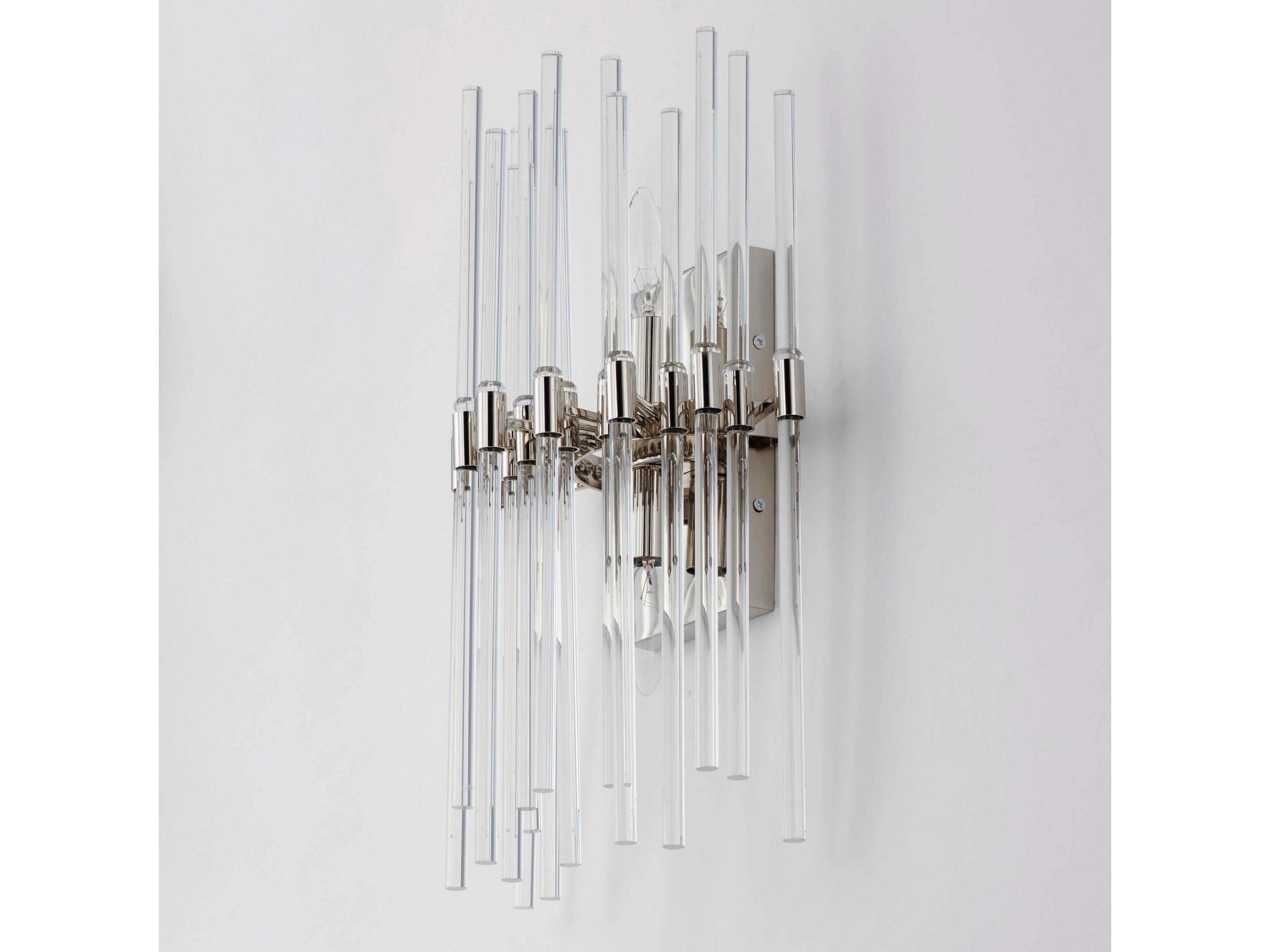 Maxim Lighting Divine 2-Light Polished Nickel Glass Wall Sconce