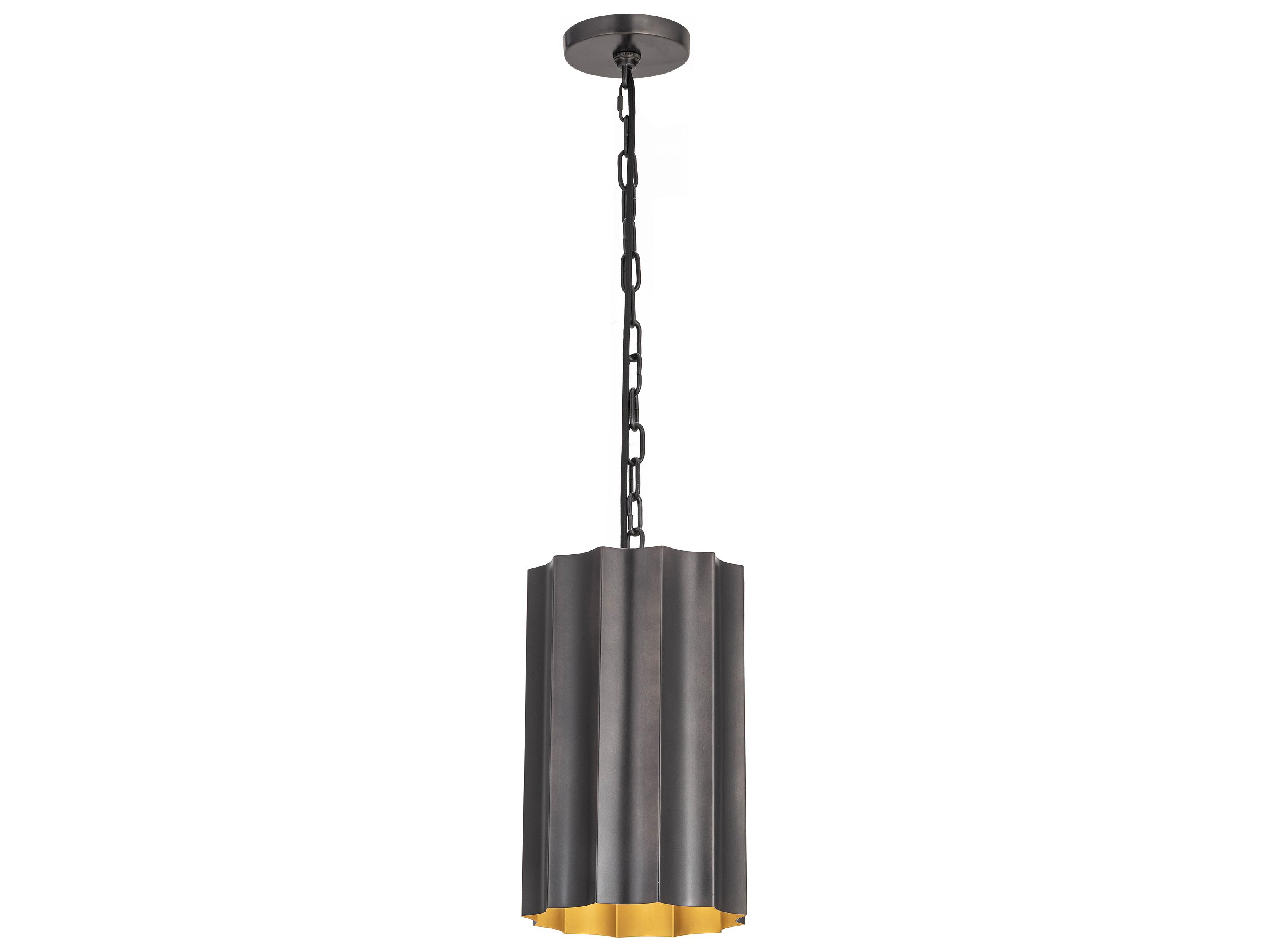 Maxim Lighting Allegra 1-Light Gunmetal Gold Cylinder Geometric Mini Pendant