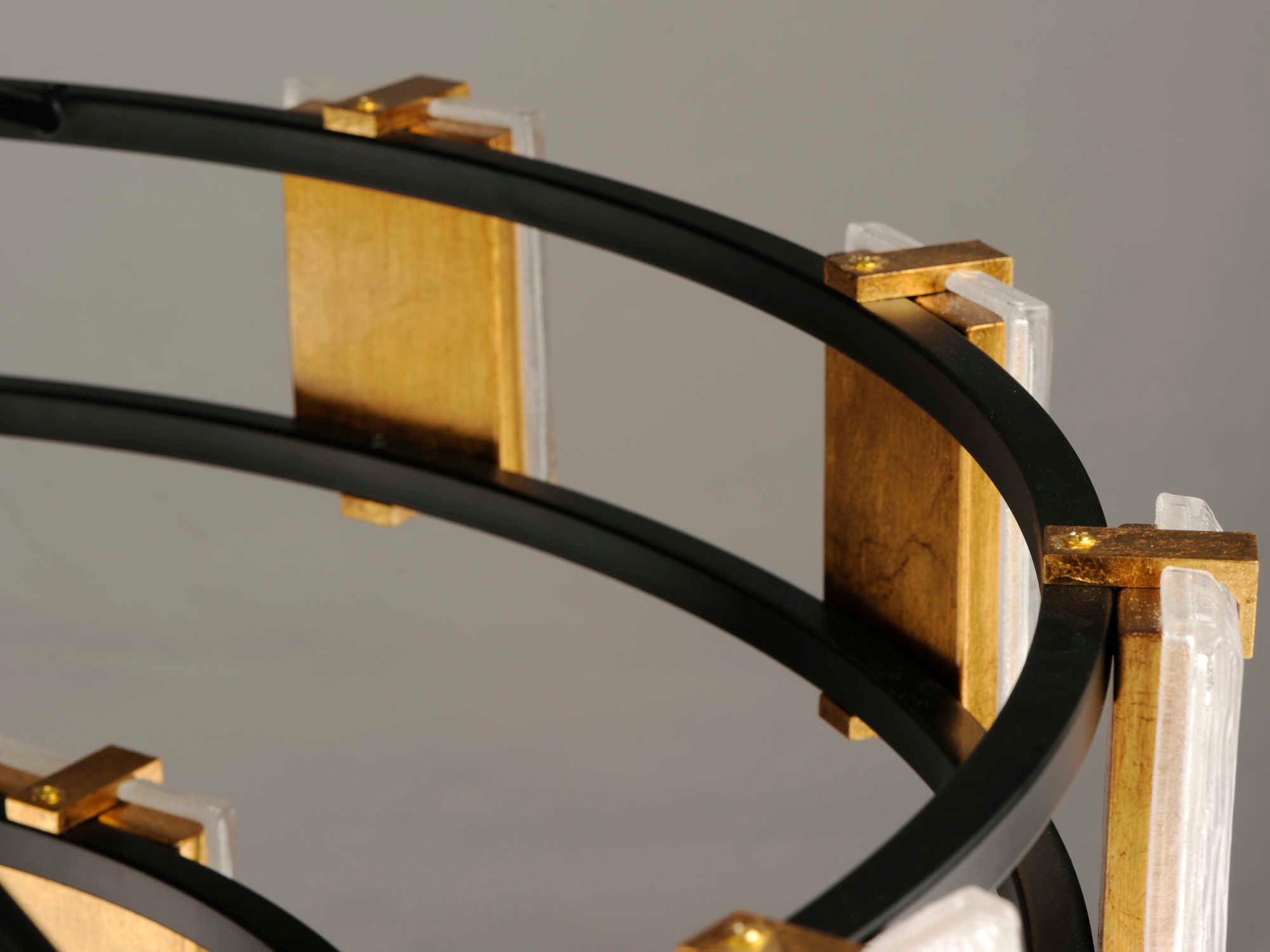 Maxim Lighting Radiant 20-Light Black Gold Leaf Glass LED Drum Tiered Chandelier