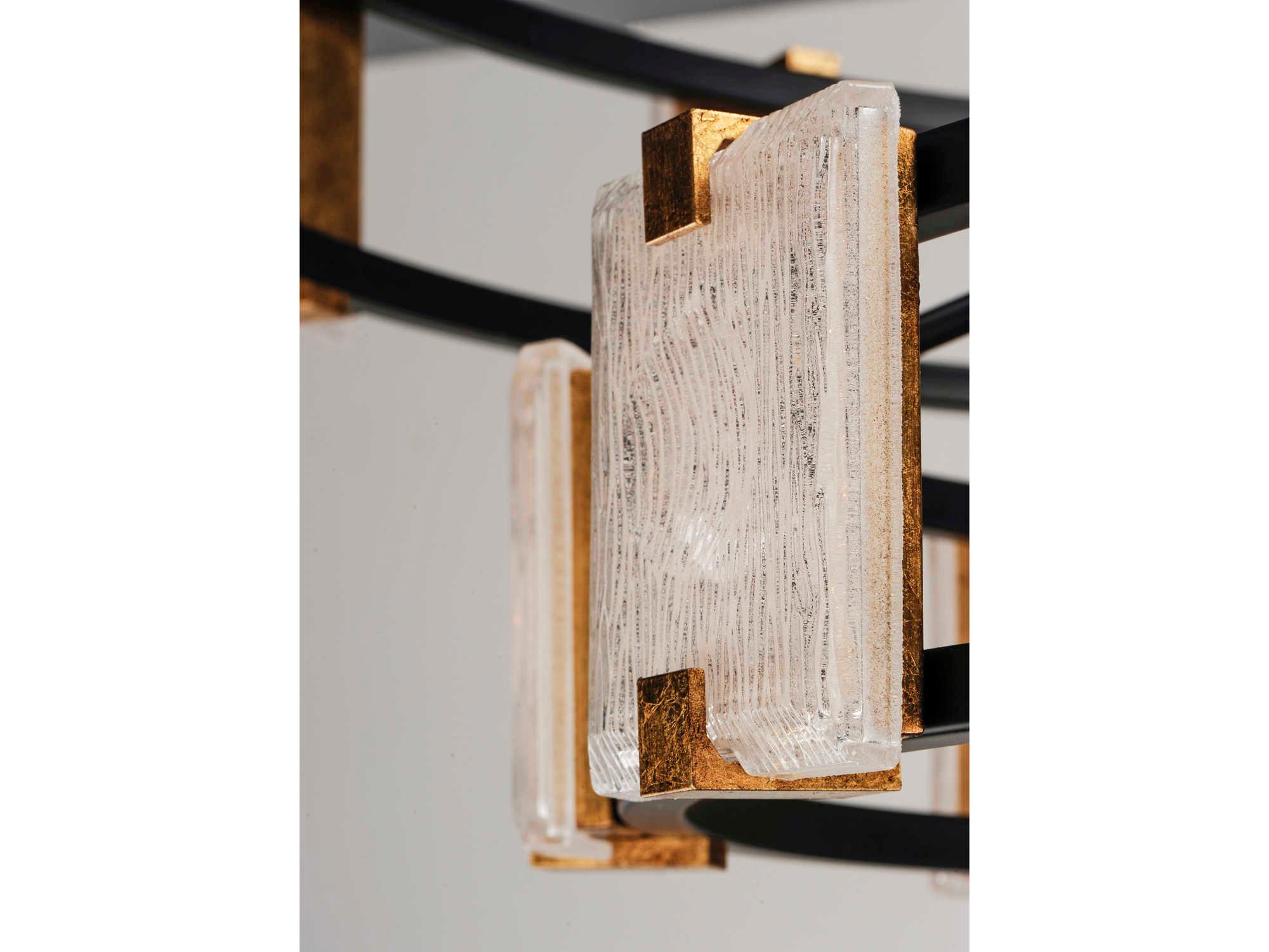 Maxim Lighting Radiant 20-Light Black Gold Leaf Glass LED Drum Tiered Chandelier